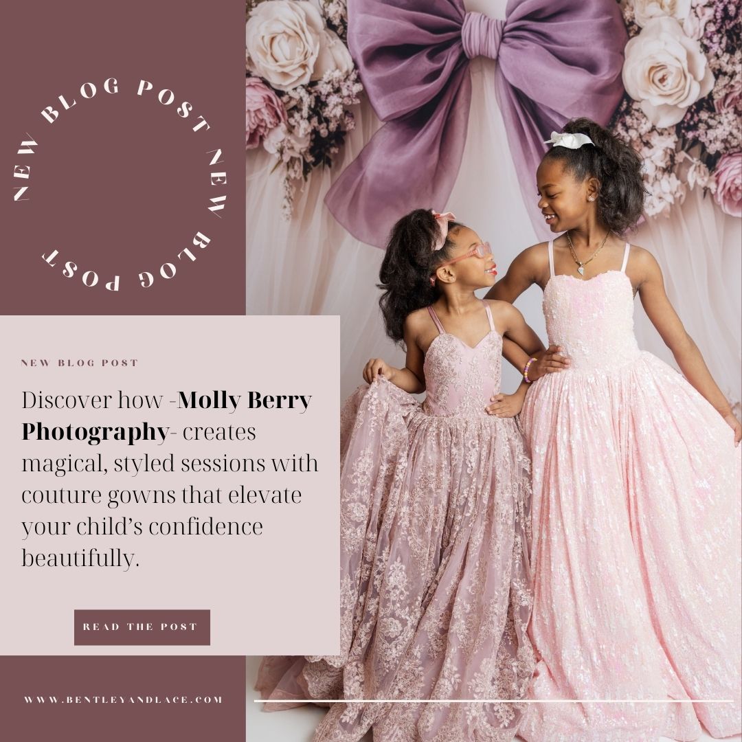 Whimsical dress session featuring a girl in a flowing tulle gown outdoors