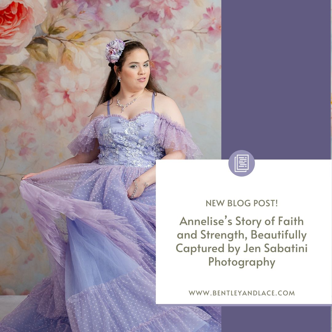 Heartwarming image of child cancer warrior posing gracefully in elegant gown