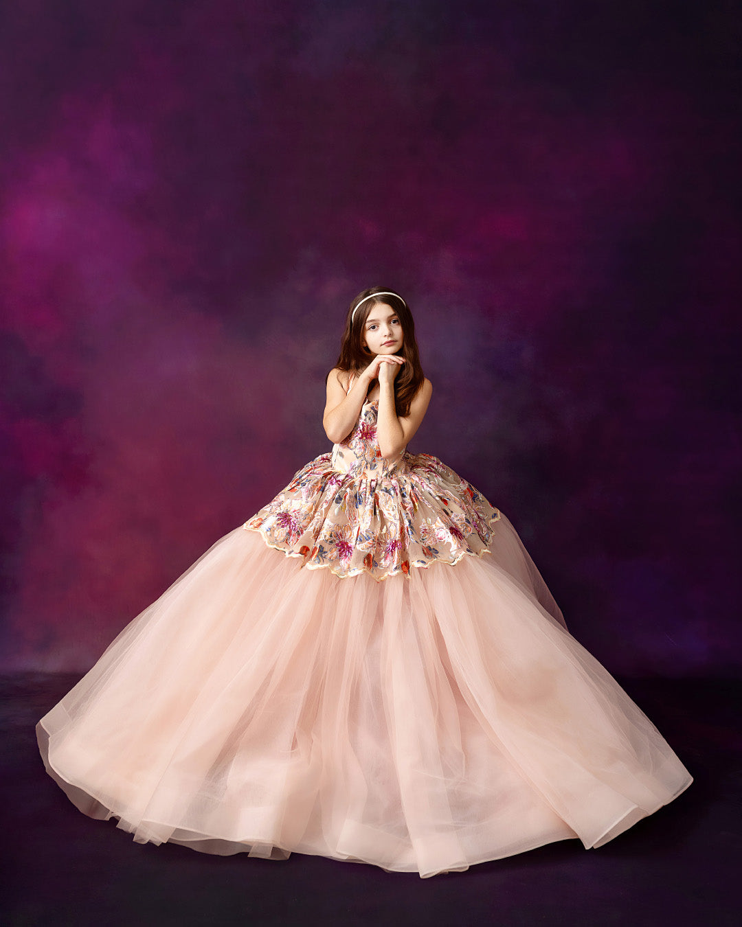 "Fleur de Lune (Moonflower)" -Detachable sleeves + Floor Length Gown - (8-10 year)