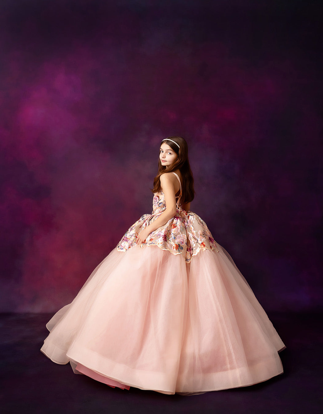 "Fleur de Lune (Moonflower)" -Detachable sleeves + Floor Length Gown - (8-10 year)
