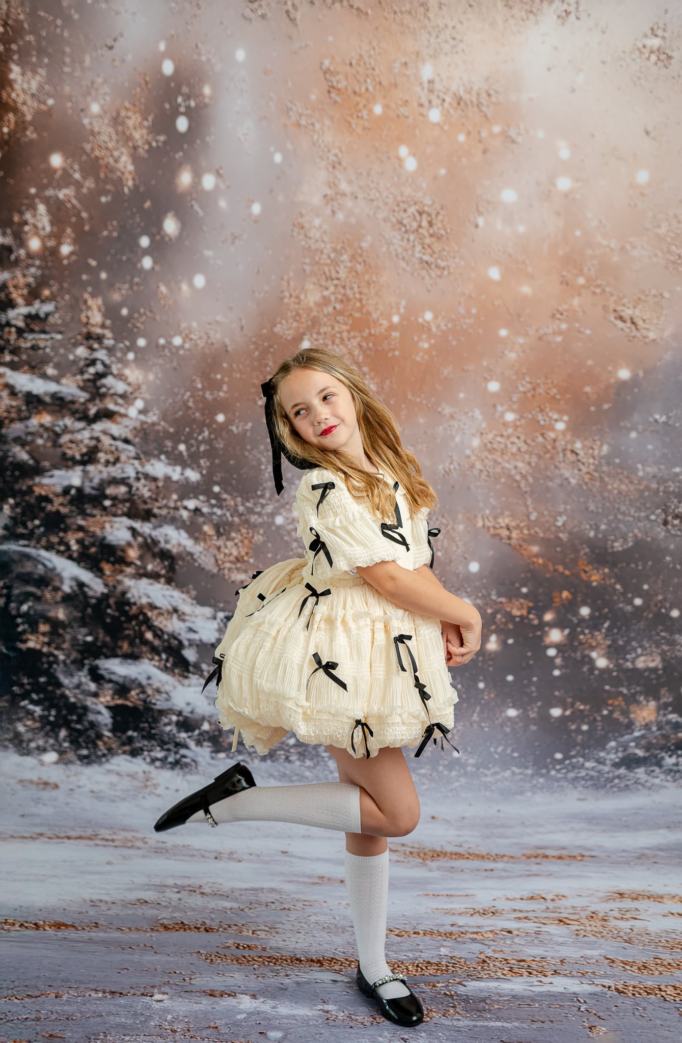 Frosted Ribboncake (Sizes 6–8 Years) | Dress with Detachable Sleeves