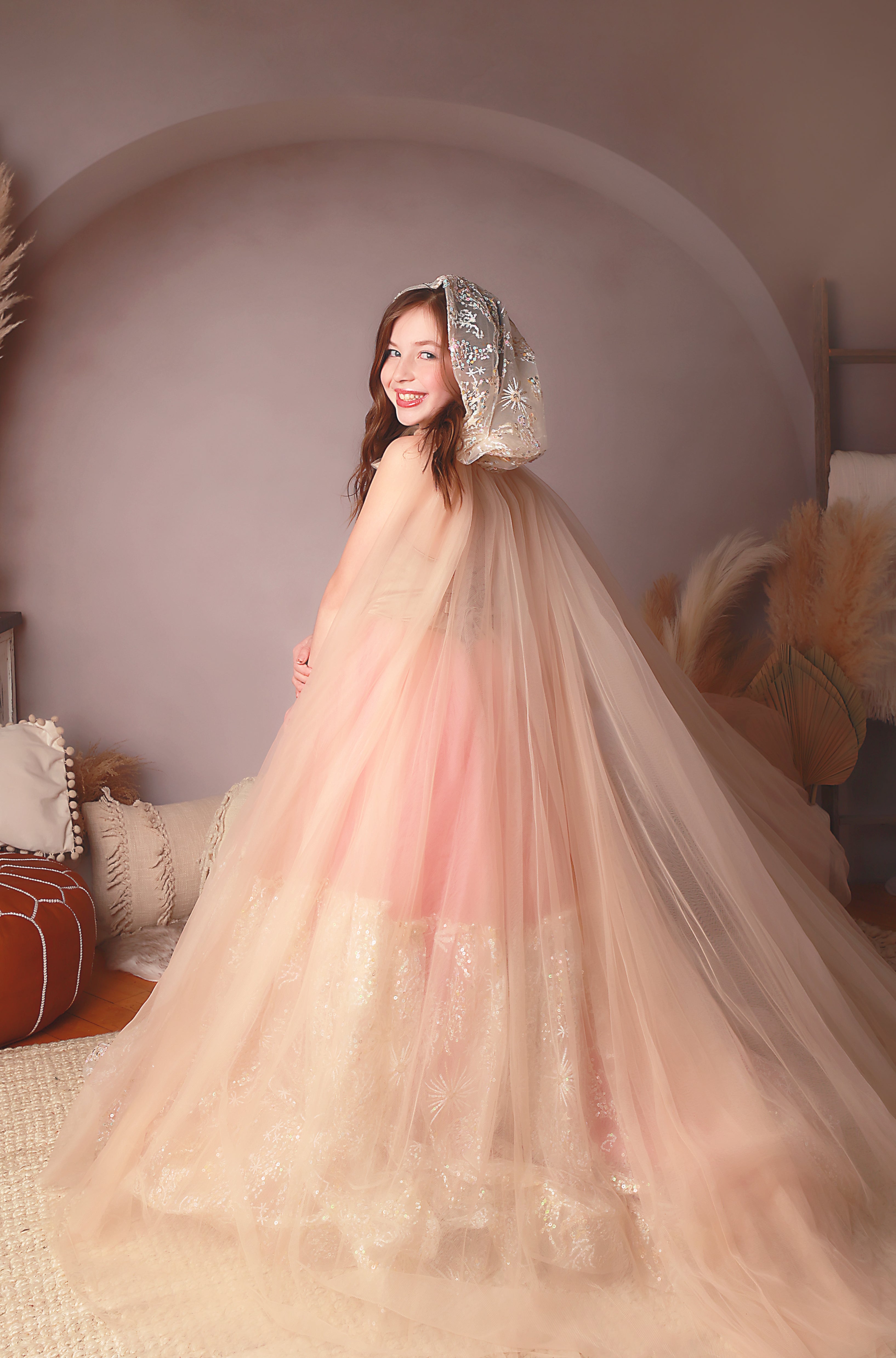 "Nassau" - Starry Hooded tulle Cape