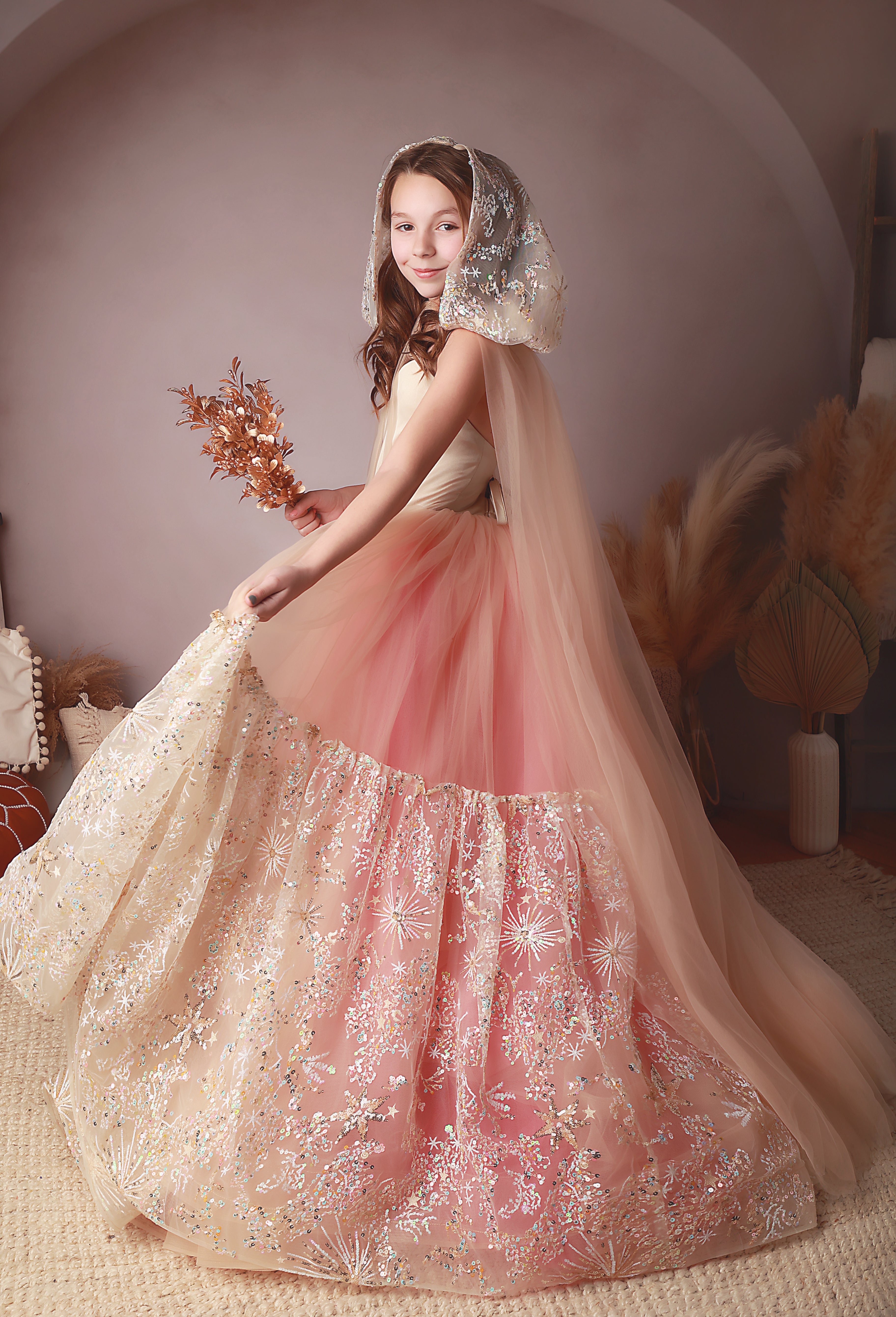 "Nassau" - Stars tulle Floor Length ( 8 Year - 9 Year)