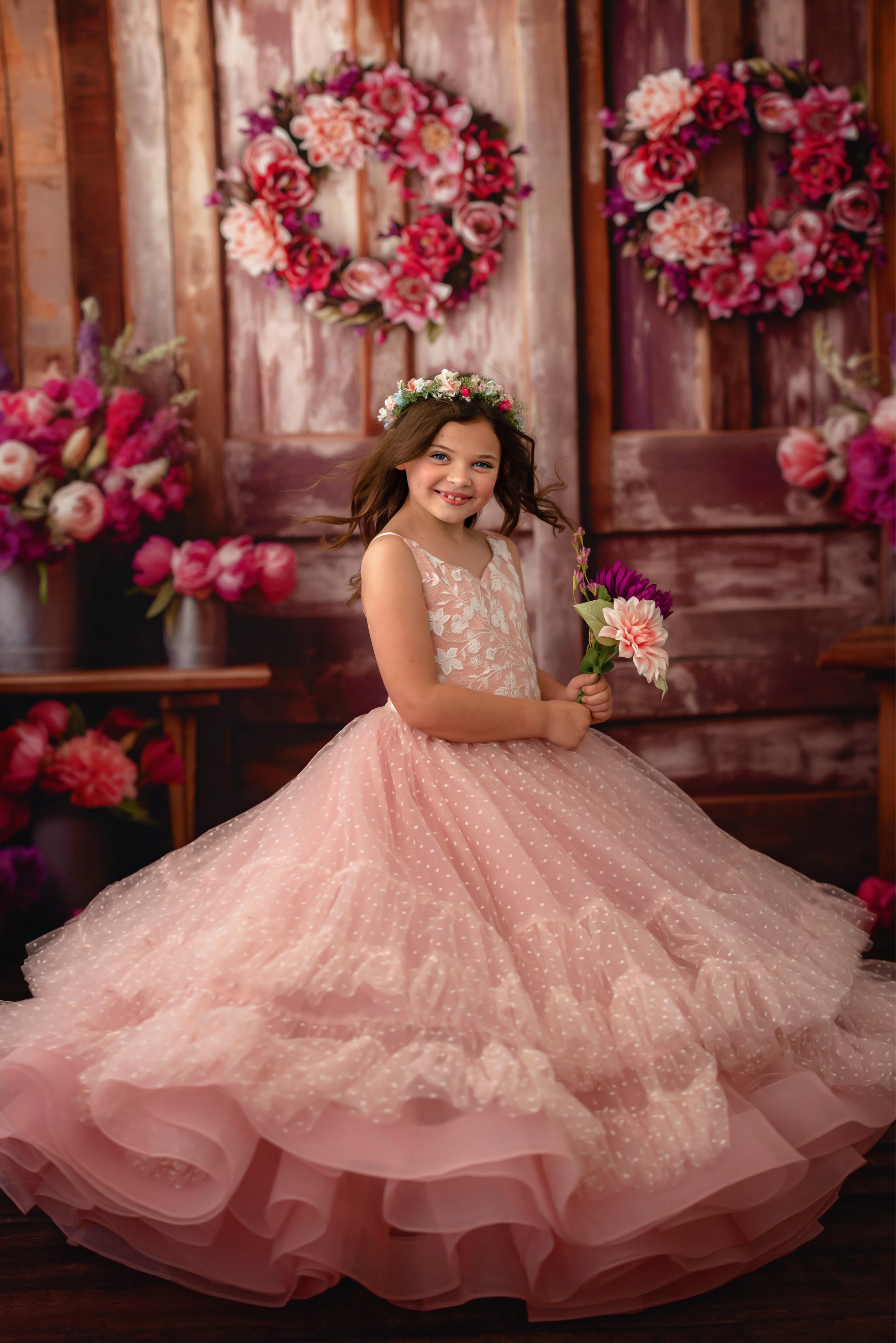 "Dentelle Rose" - Floor length gown ( 5 Year - Petite 7)