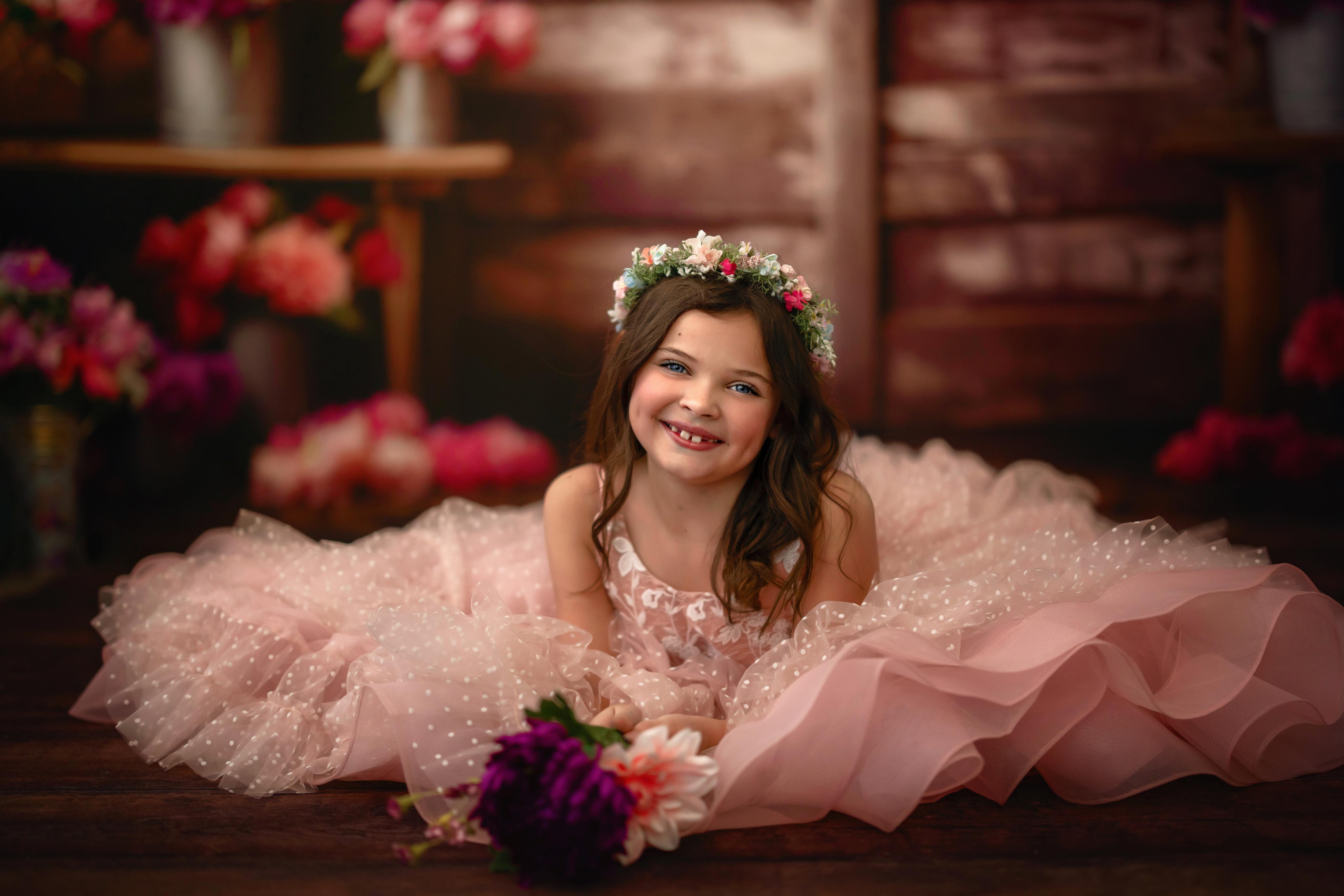 "Dentelle Rose" - Floor length gown ( 5 Year - Petite 7)