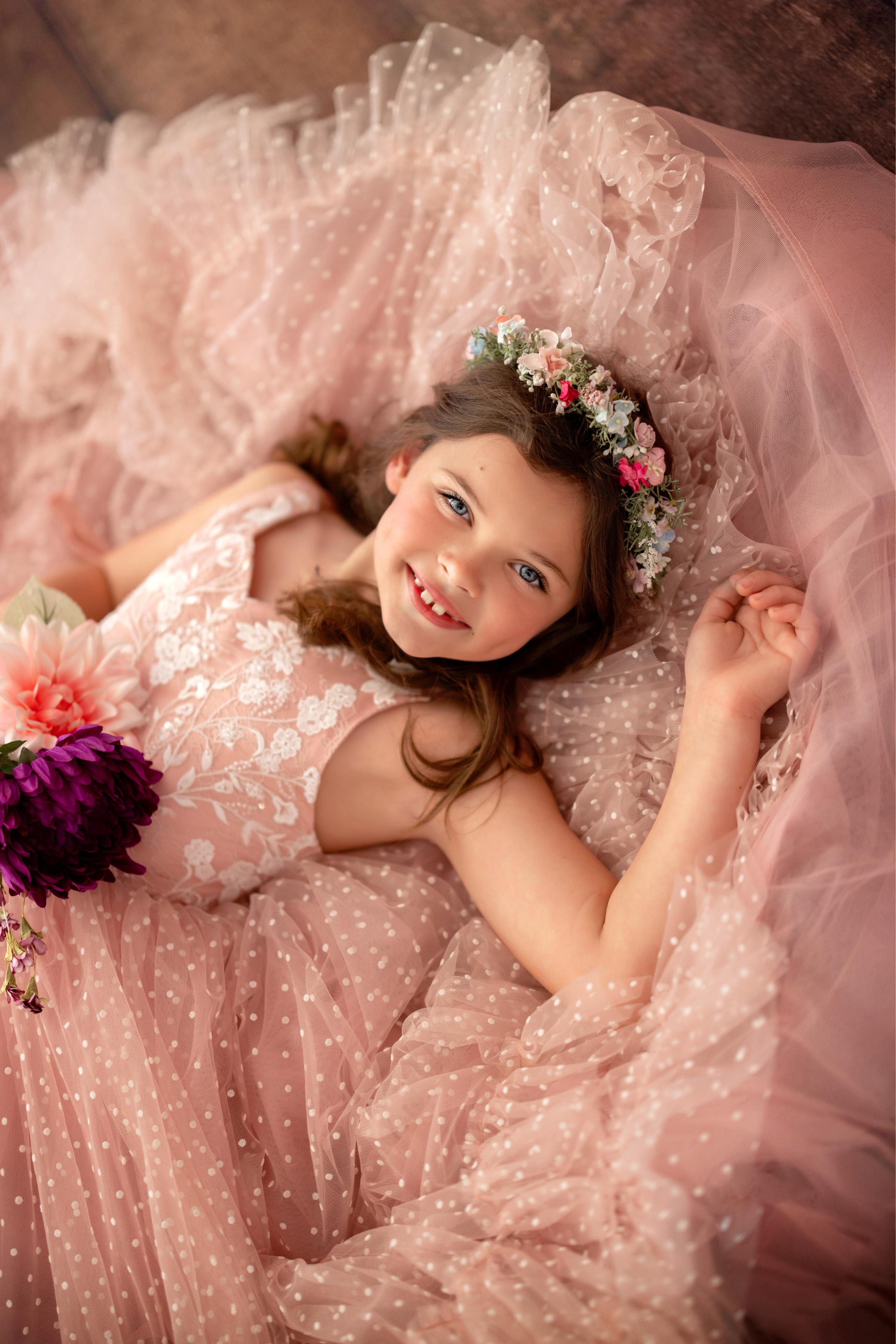 "Dentelle Rose" - Floor length gown ( 5 Year - Petite 7)