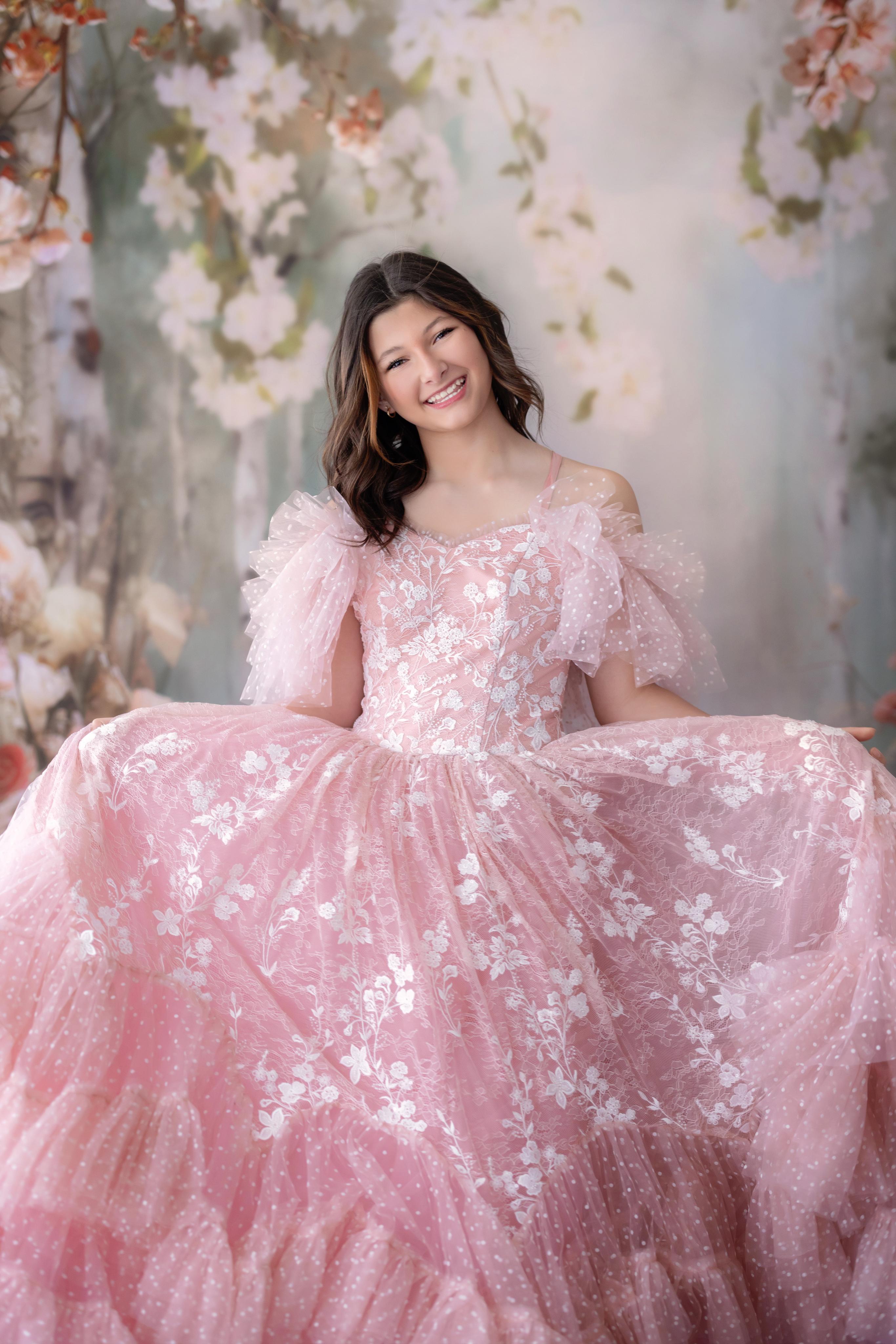 "Dentelle Rose" Floor-Length Dress | Editorial Couture Gown for Special Occasions