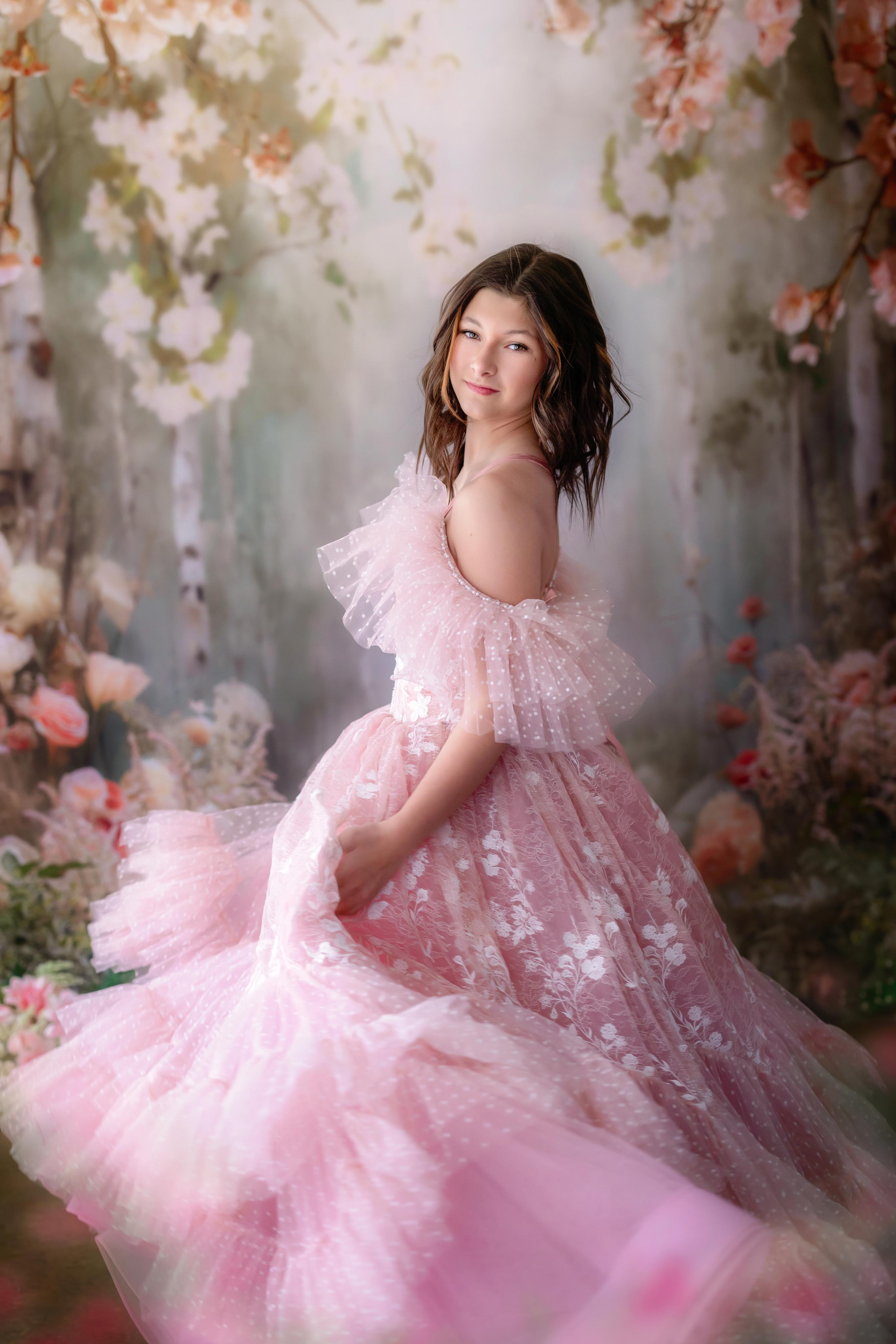 "Dentelle Rose" Floor-Length Dress | Editorial Couture Gown for Special Occasions