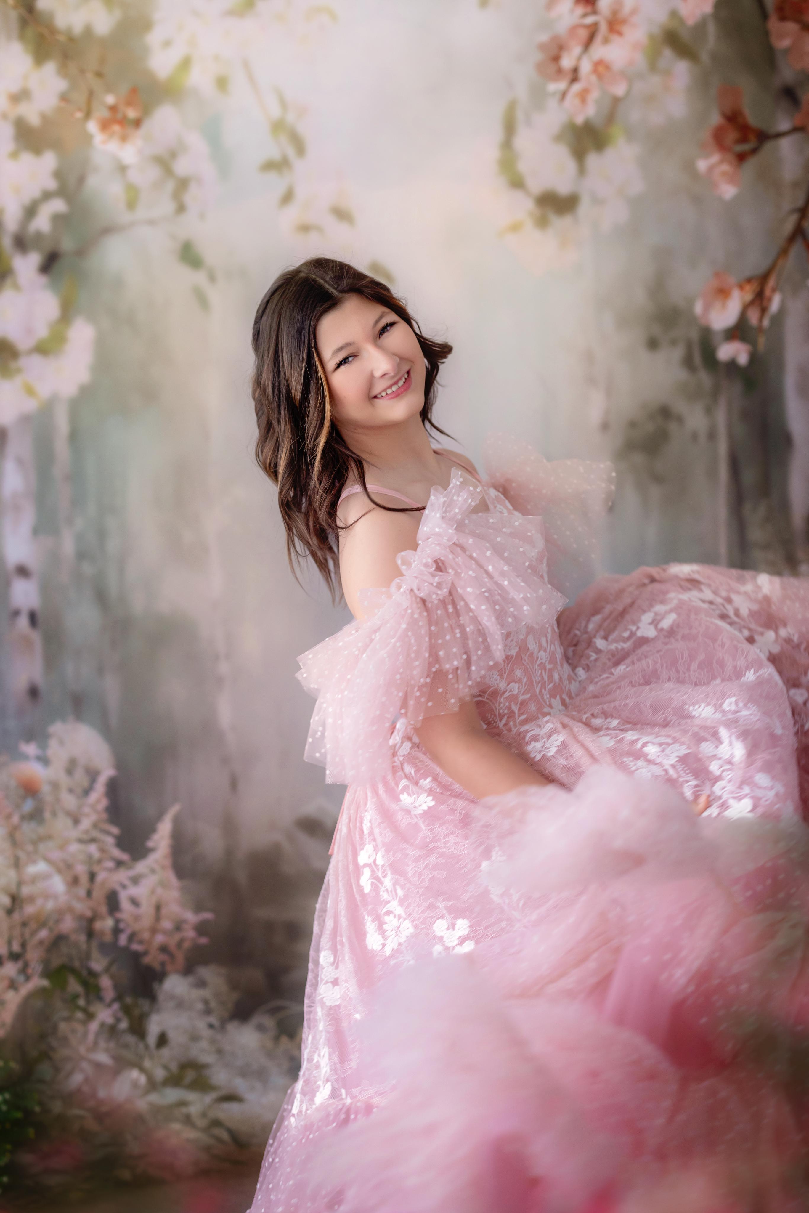 "Dentelle Rose" Floor-Length Dress | Editorial Couture Gown for Special Occasions