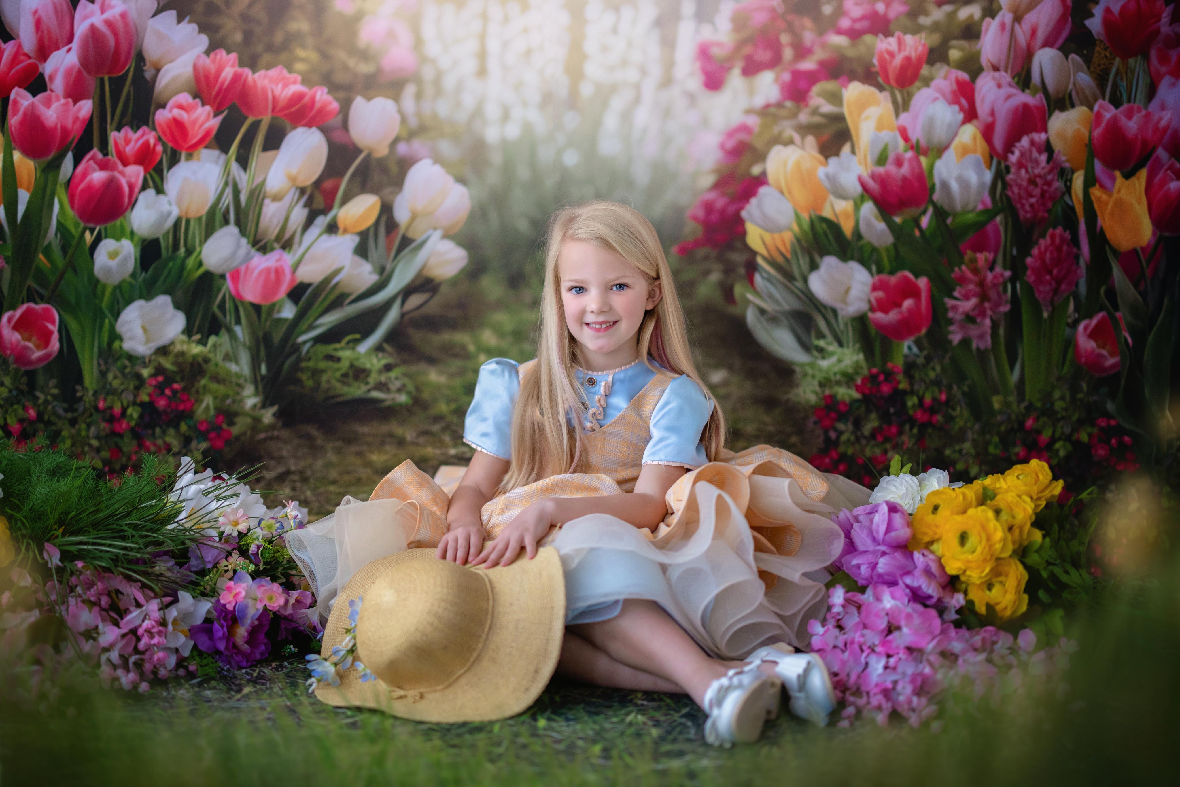 "Bluebird Breeze" -   Vintage Inspired Plaid -Petal length dress  ( 5 Year - petite 7 Year)