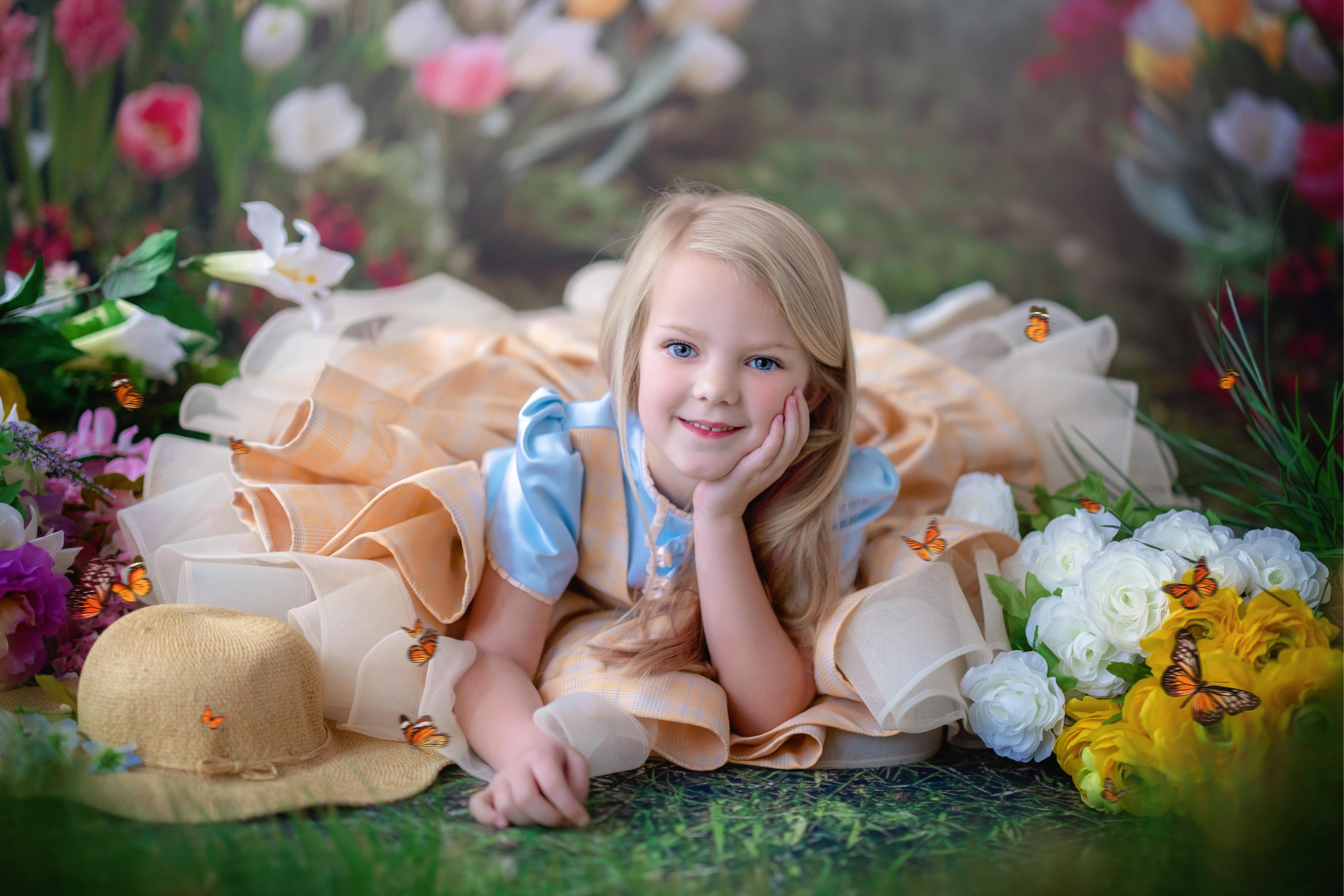 "Bluebird Breeze" -   Vintage Inspired Plaid -Petal length dress  ( 5 Year - petite 7 Year)