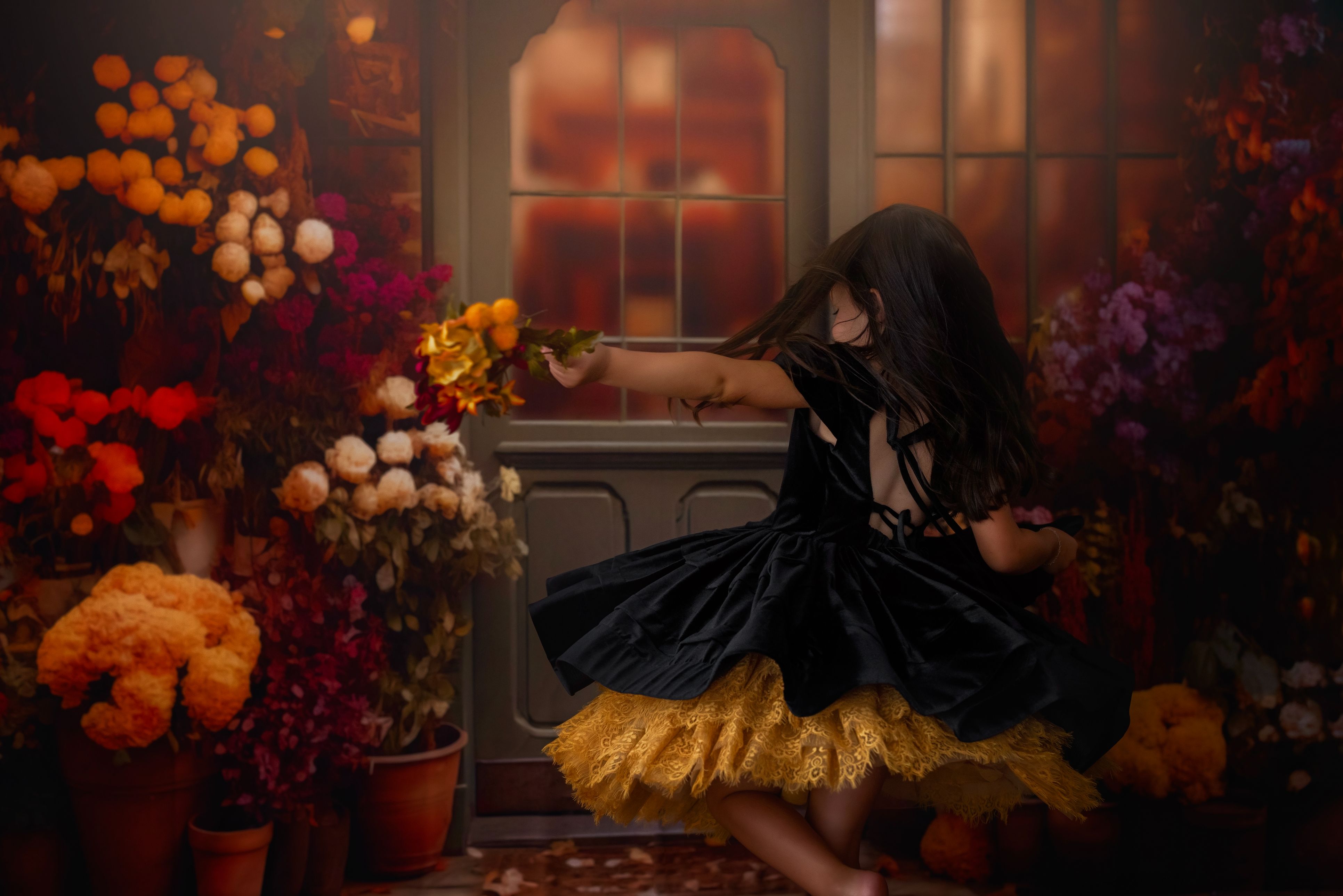 NEW Couture gown set "Sammy" - petal length dress + 3 short tulle lace skirts ( 5 Year - 7 Year)