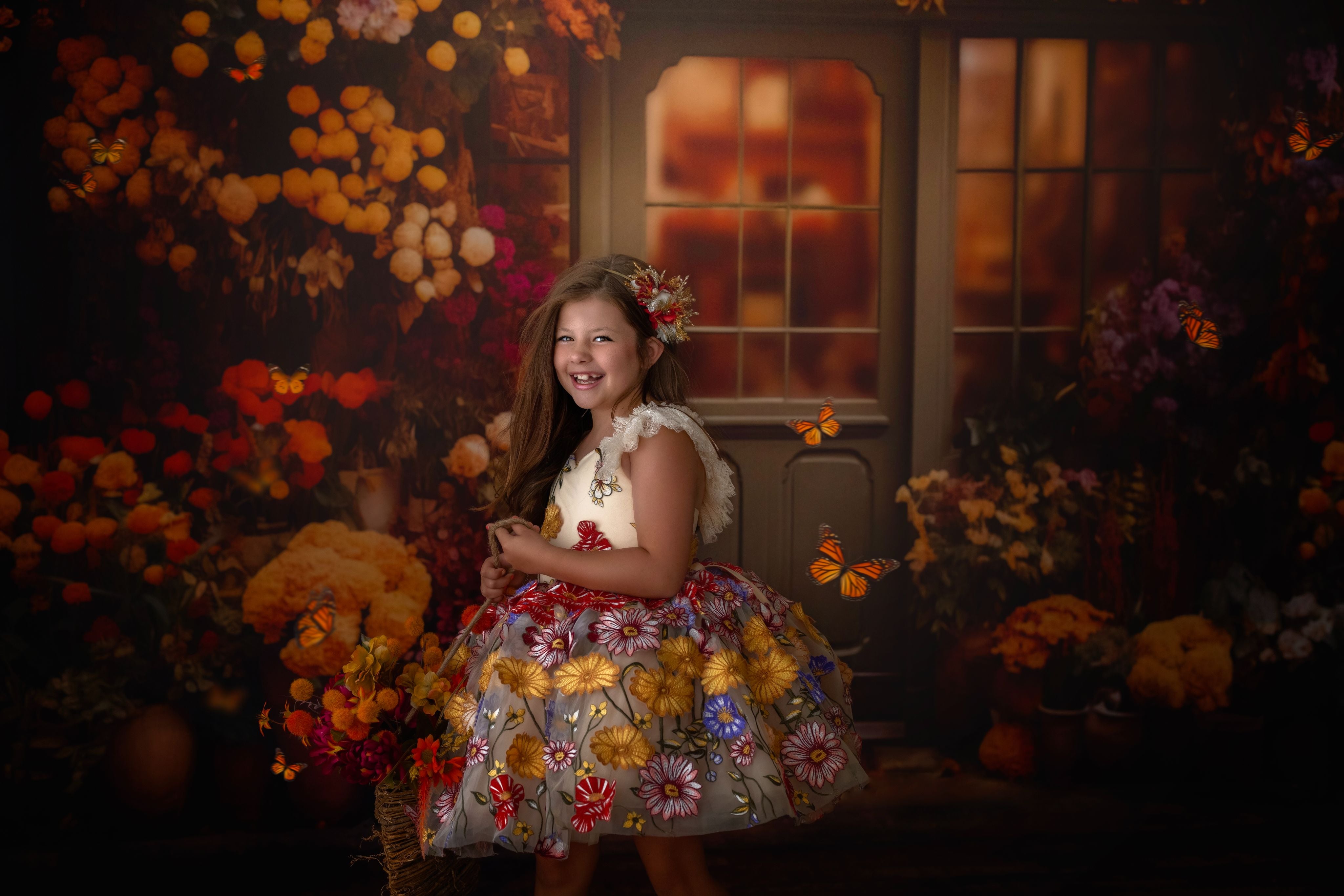 "Daisymae" in Champagne - Petal Short Length Dress ( 5 Year - Petite 6 Year)
