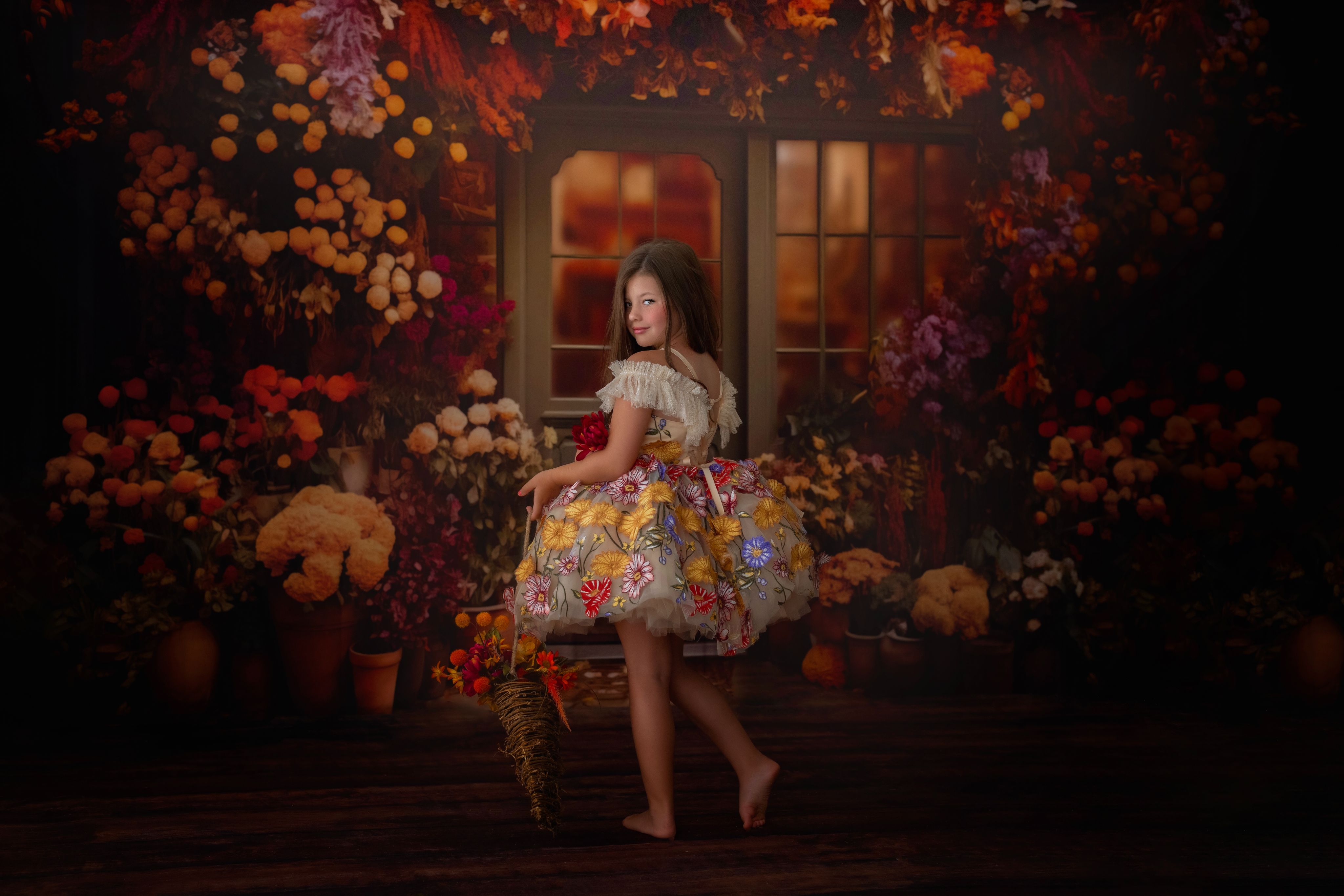 "Daisymae" in Champagne - Petal Short Length Dress ( 5 Year - Petite 6 Year)