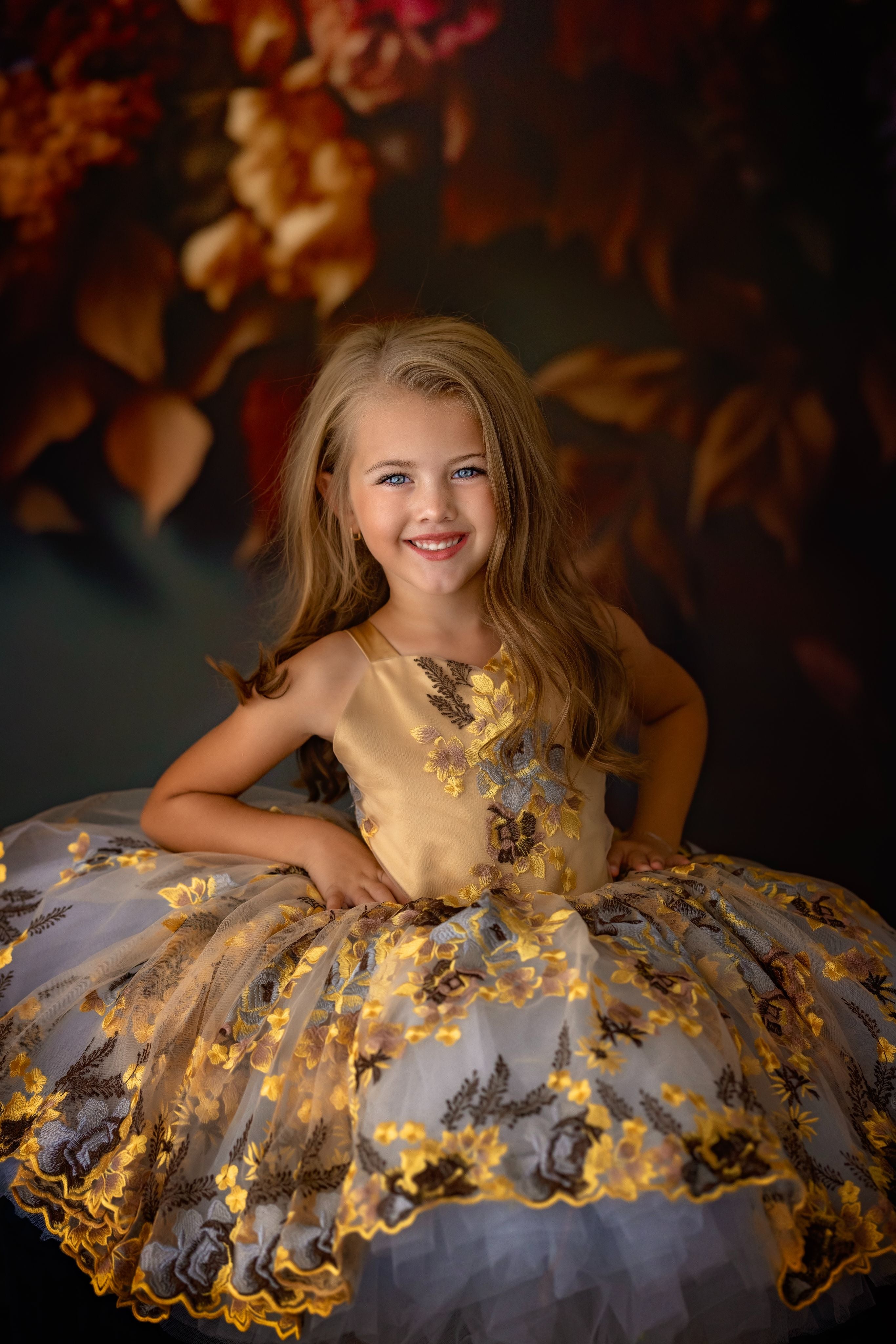 "Thistle"  Detachable Sleeves Petal Length Dress ( 6 Year - Petite 7 Year)