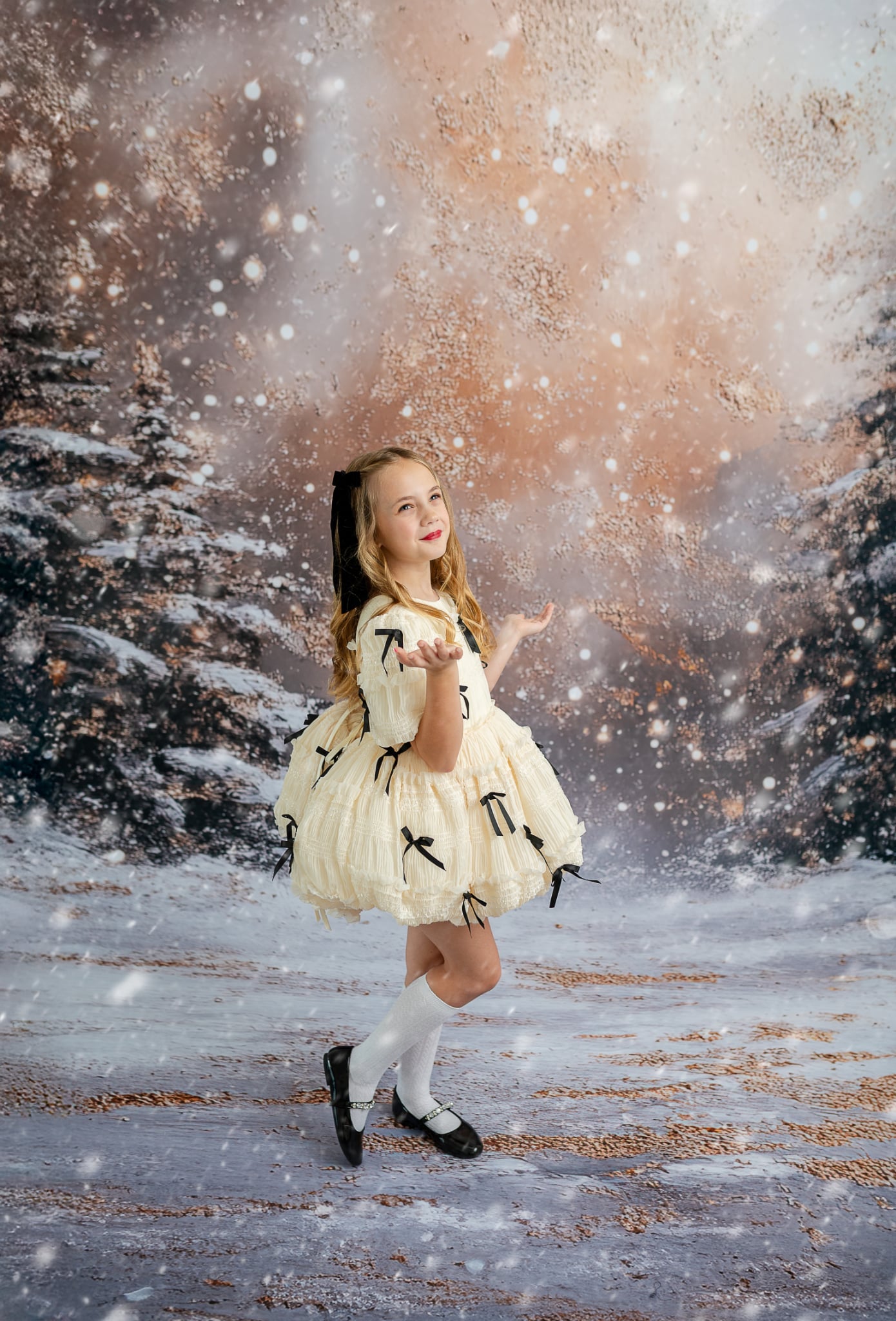 Frosted Ribboncake (Sizes 6–8 Years) | Dress with Detachable Sleeves