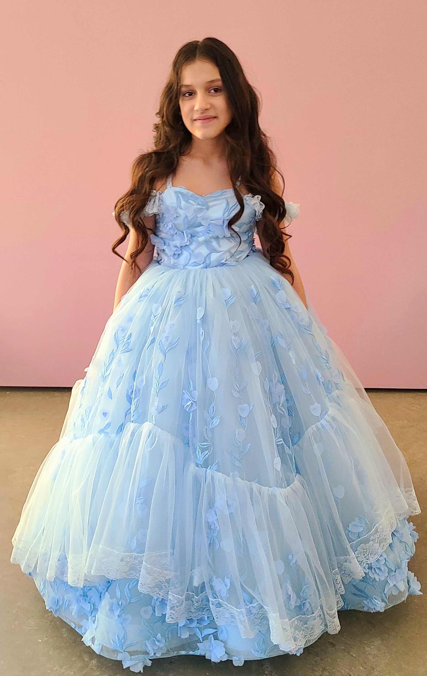 Madeleine- floor long gown -Off shoulder details (6 Year-7 year)