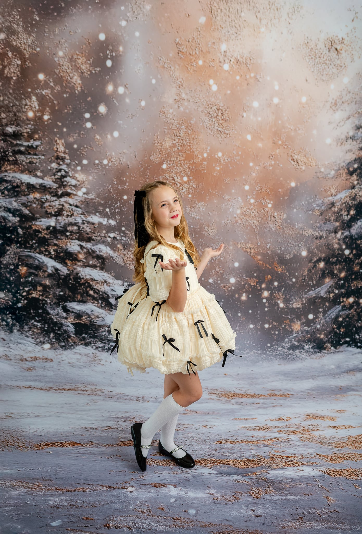 Frosted Ribboncake (Sizes 6–8 Years) | Dress with Detachable Sleeves