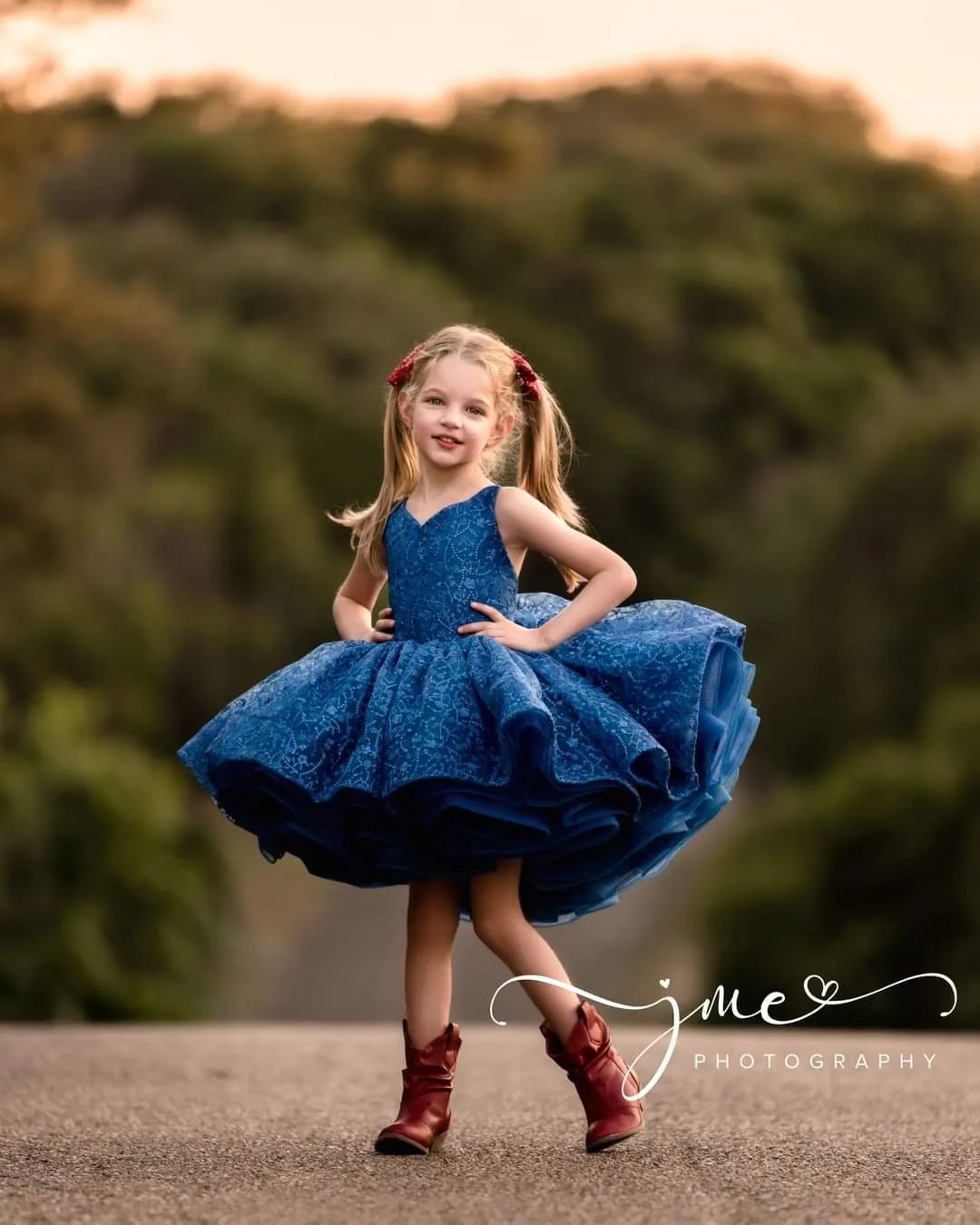 "Bleue" - Petal Short Length Dress (4 Year - Petite 5 Year)