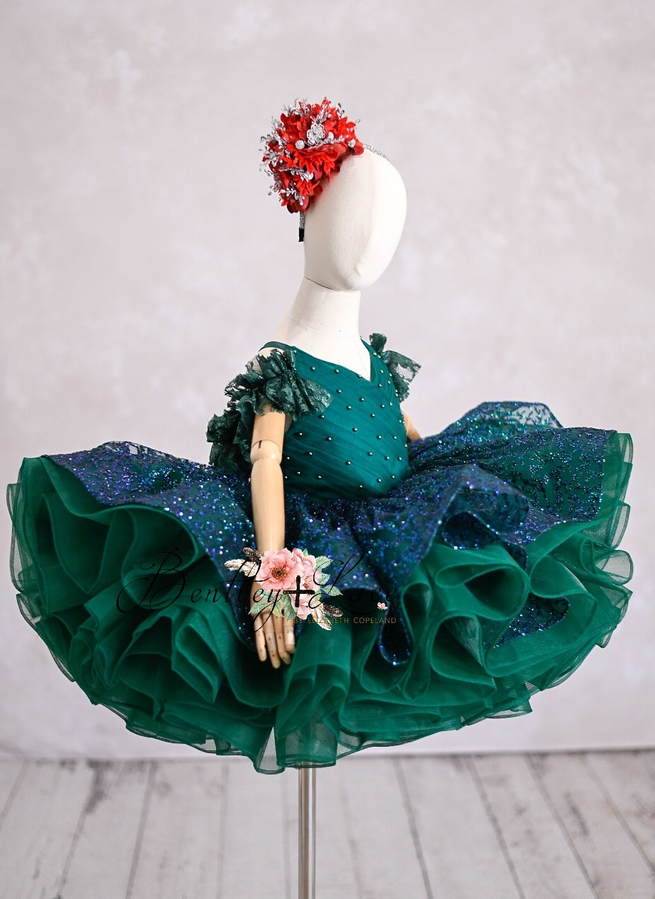 REMNANT Red sparkles short dress, can be upgraded as shown- detachable skirt is extra