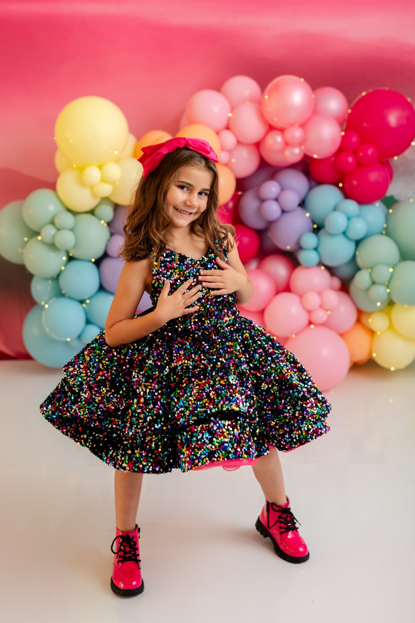 Prism Sparkle Short Petal Dress – Couture for Girls (5–6 Years)