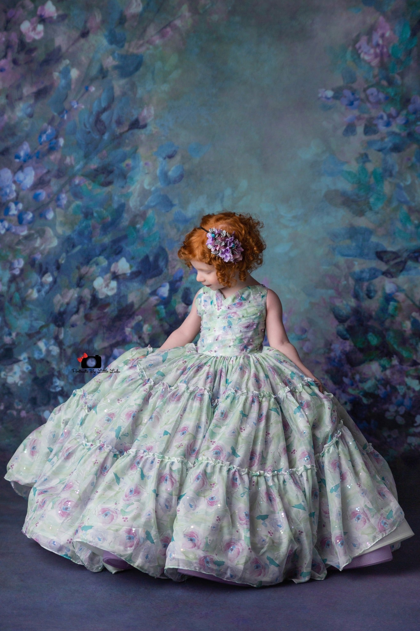 "Paint the flowers" - Toddler Chiffon Floor Length Gown ( 2 Year - 3 Year)