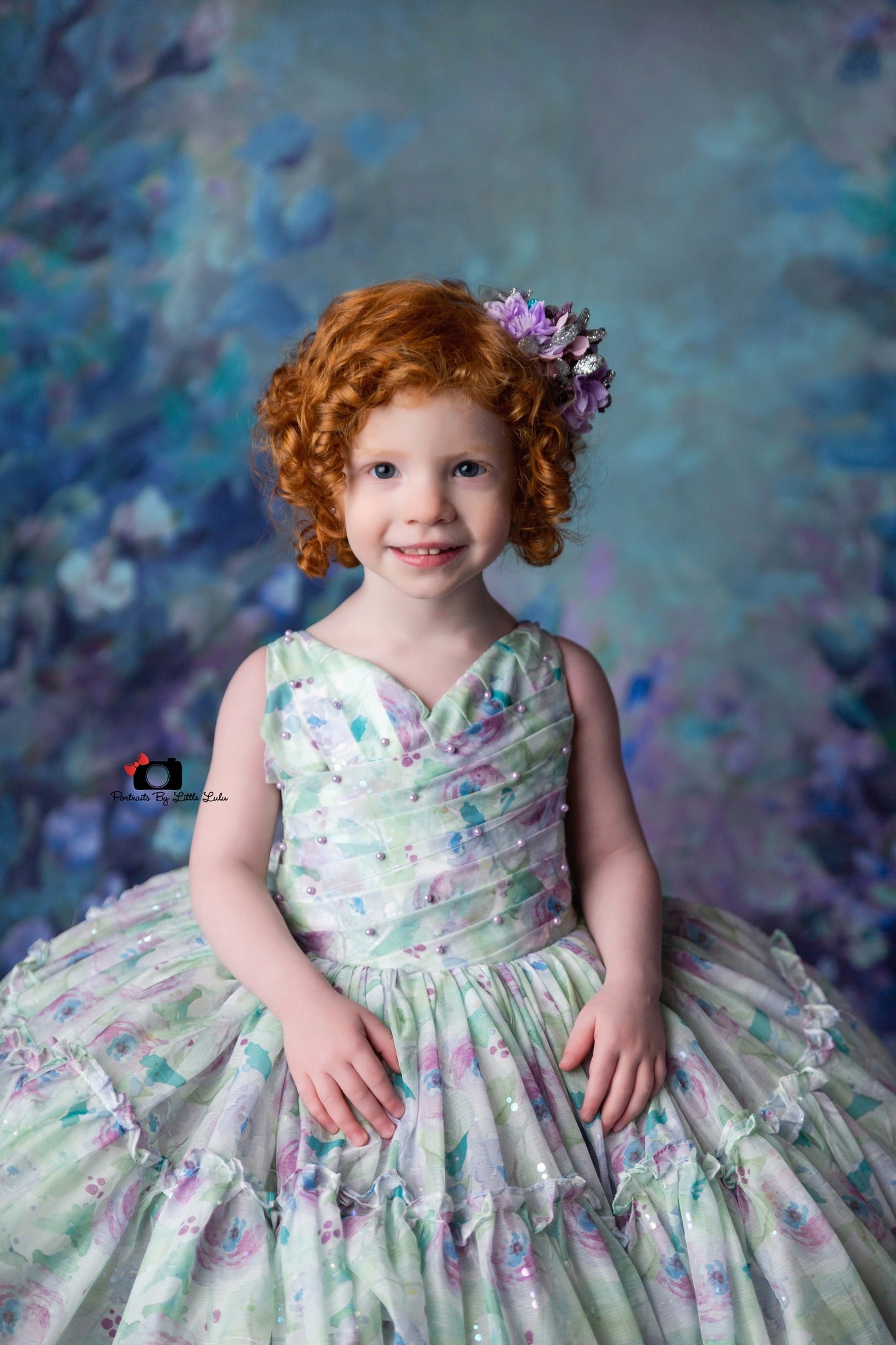 "Paint the flowers" - Toddler Chiffon Floor Length Gown ( 2 Year - 3 Year)