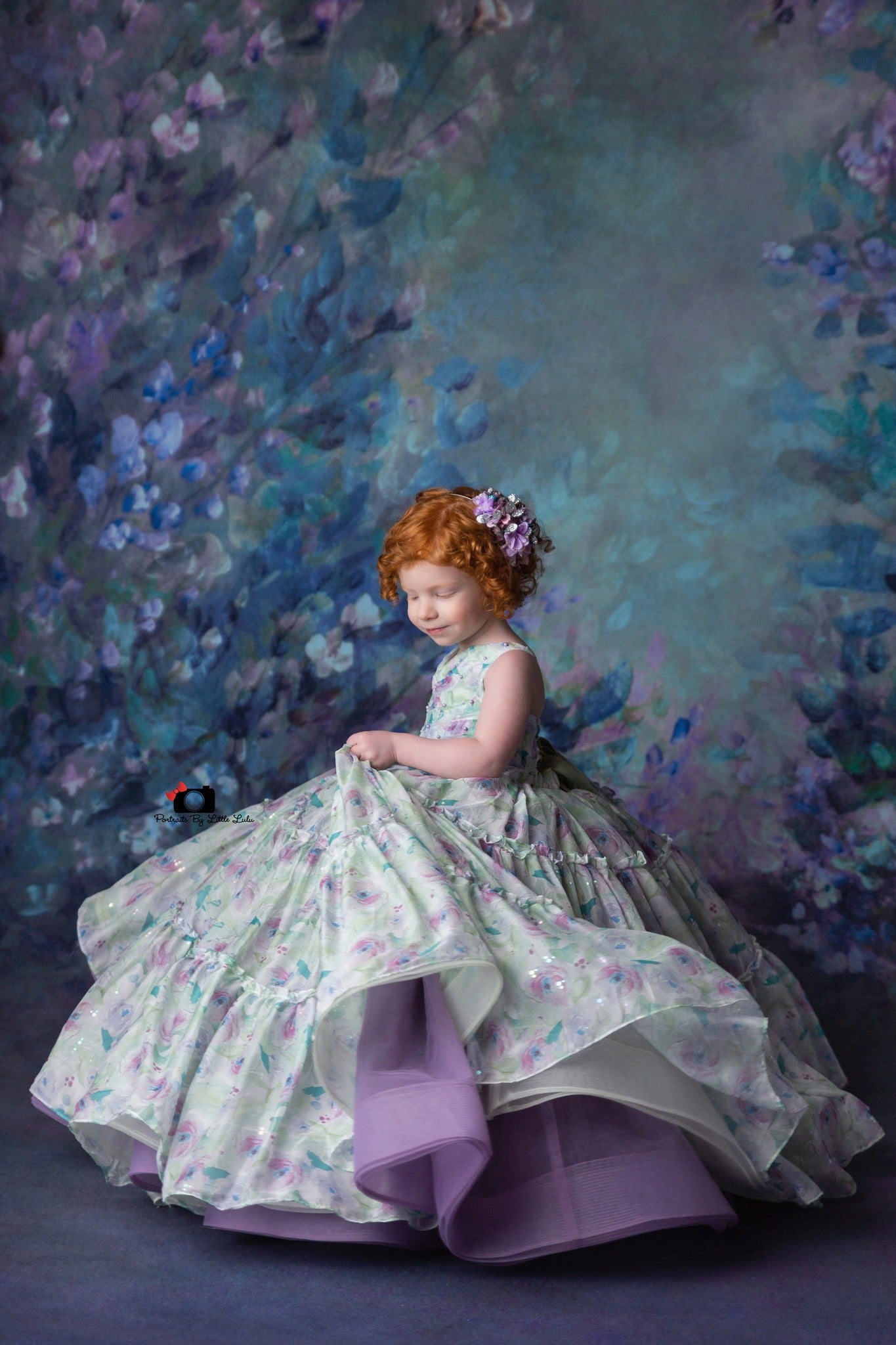 "Paint the flowers" - Toddler Chiffon Floor Length Gown ( 2 Year - 3 Year)