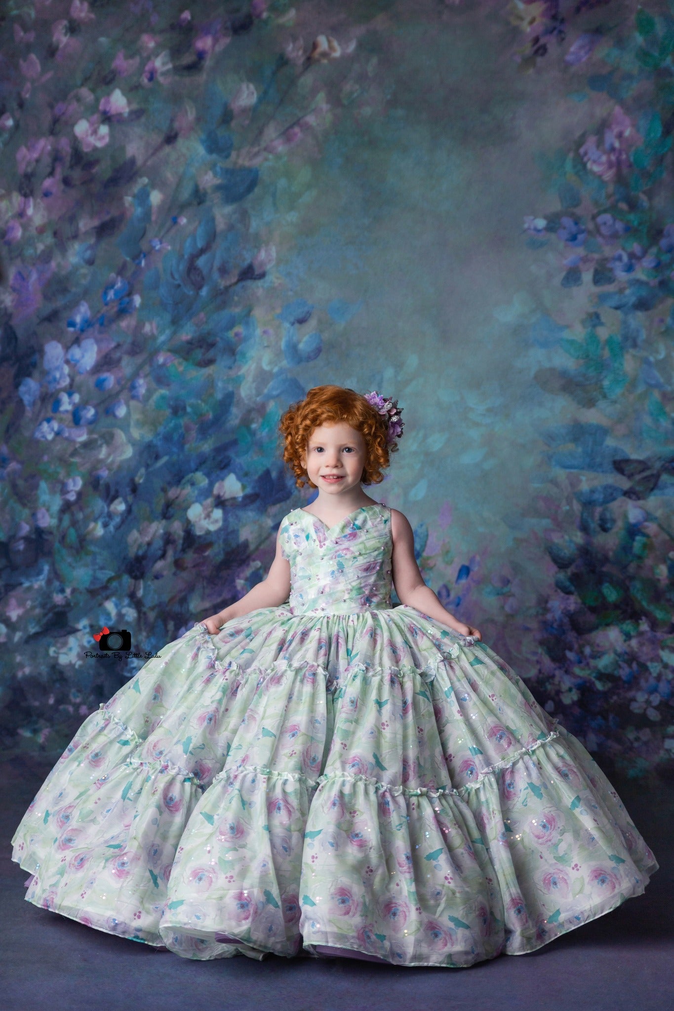 "Paint the flowers" - Toddler Chiffon Floor Length Gown ( 2 Year - 3 Year)