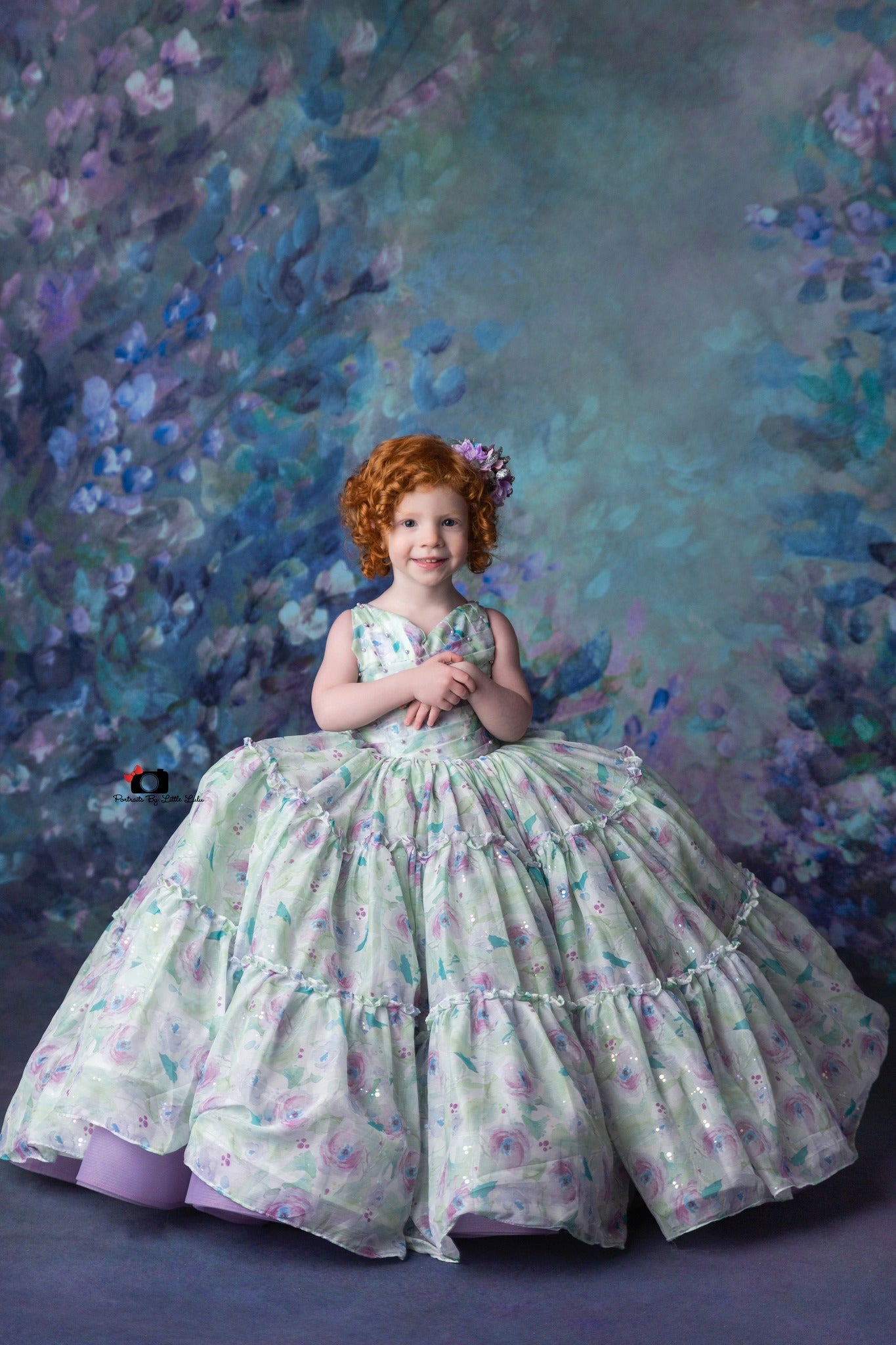 "Paint the flowers" - Toddler Chiffon Floor Length Gown ( 2 Year - 3 Year)
