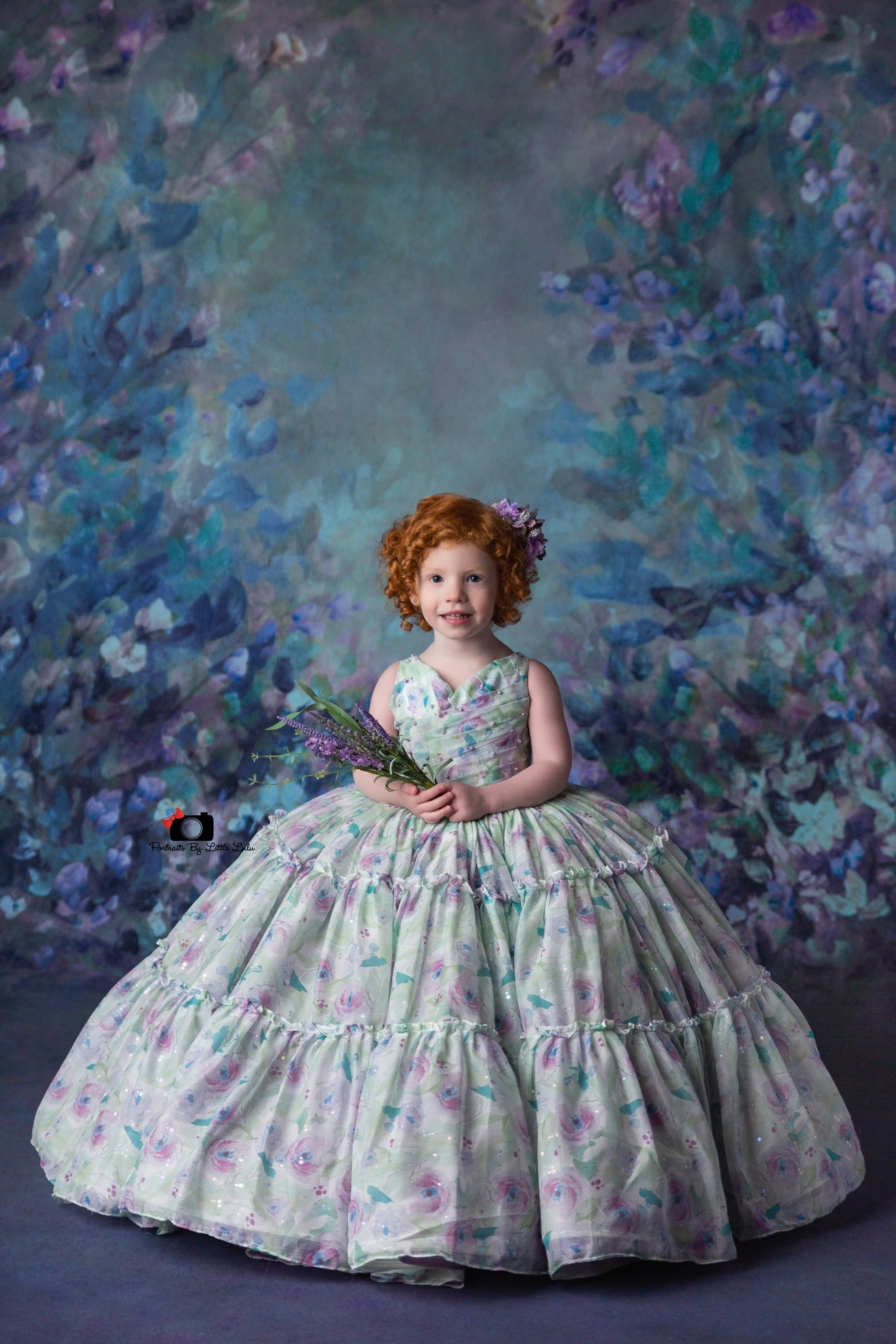 "Paint the flowers" - Toddler Chiffon Floor Length Gown ( 2 Year - 3 Year)