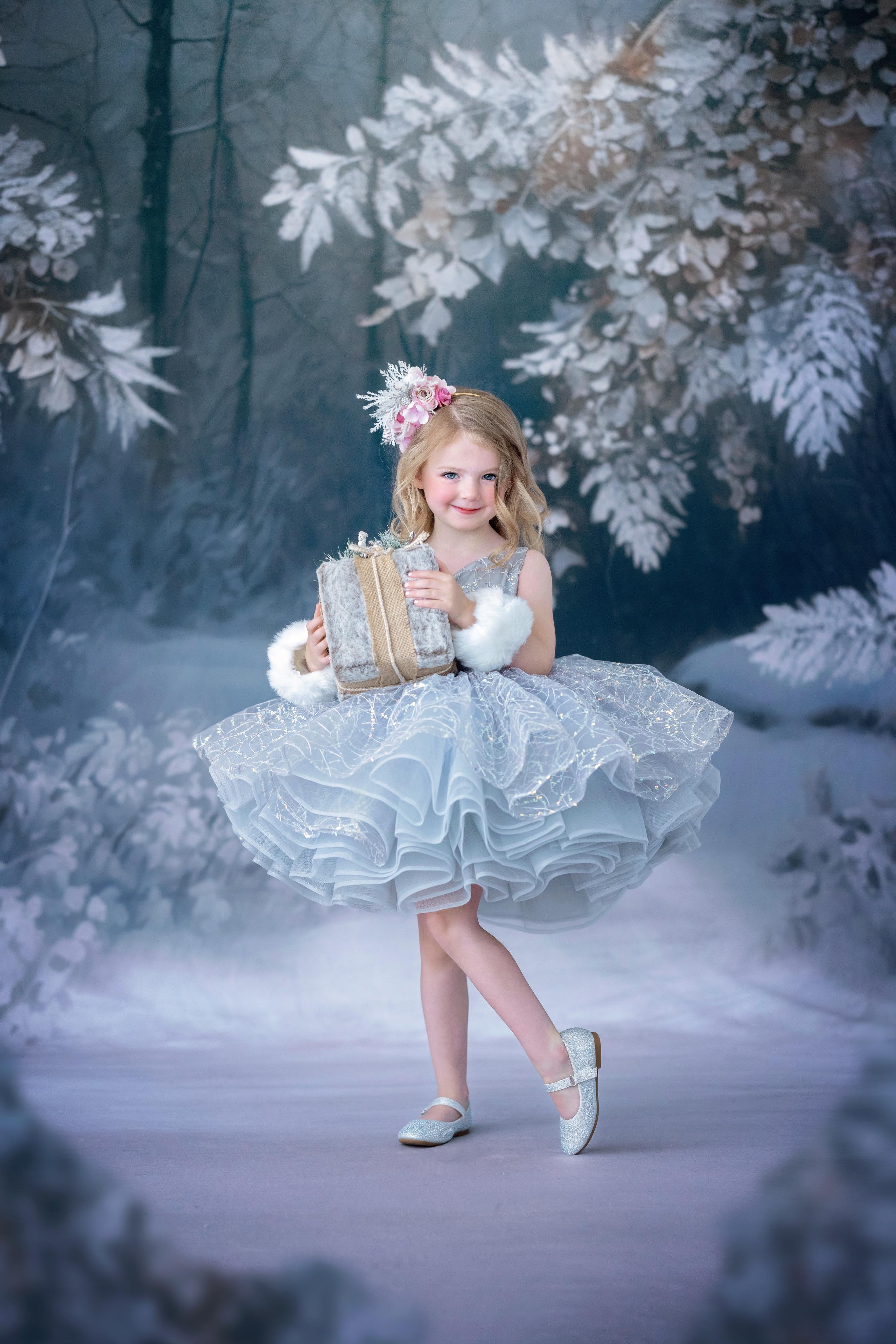 "Tinsel" Petal Length Dress + detachable sleeves(5 Year-Petite 6 Year)