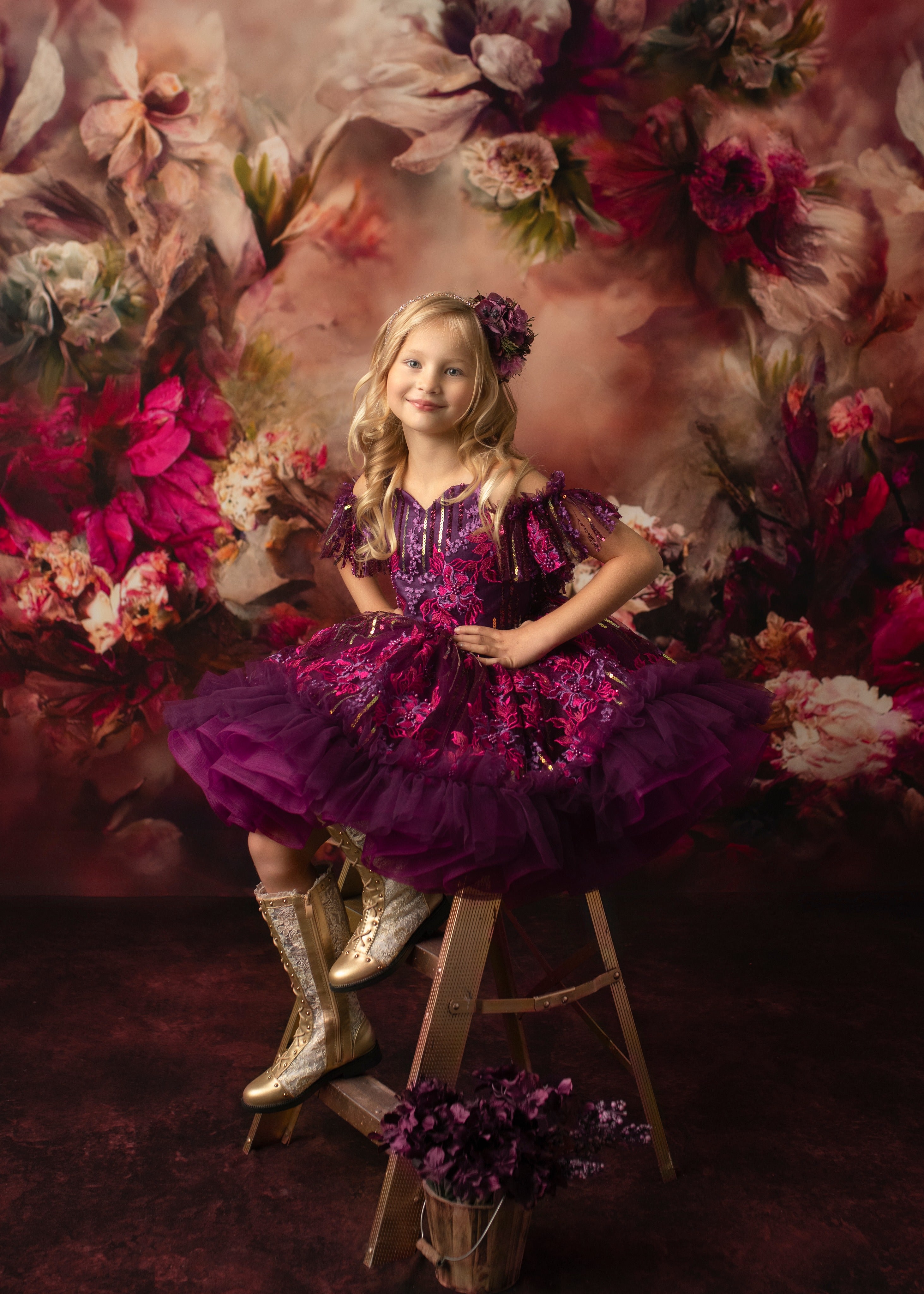 "Cotton Candy"- purple haze petal Length Dress ( 5 Year - 6 Year)