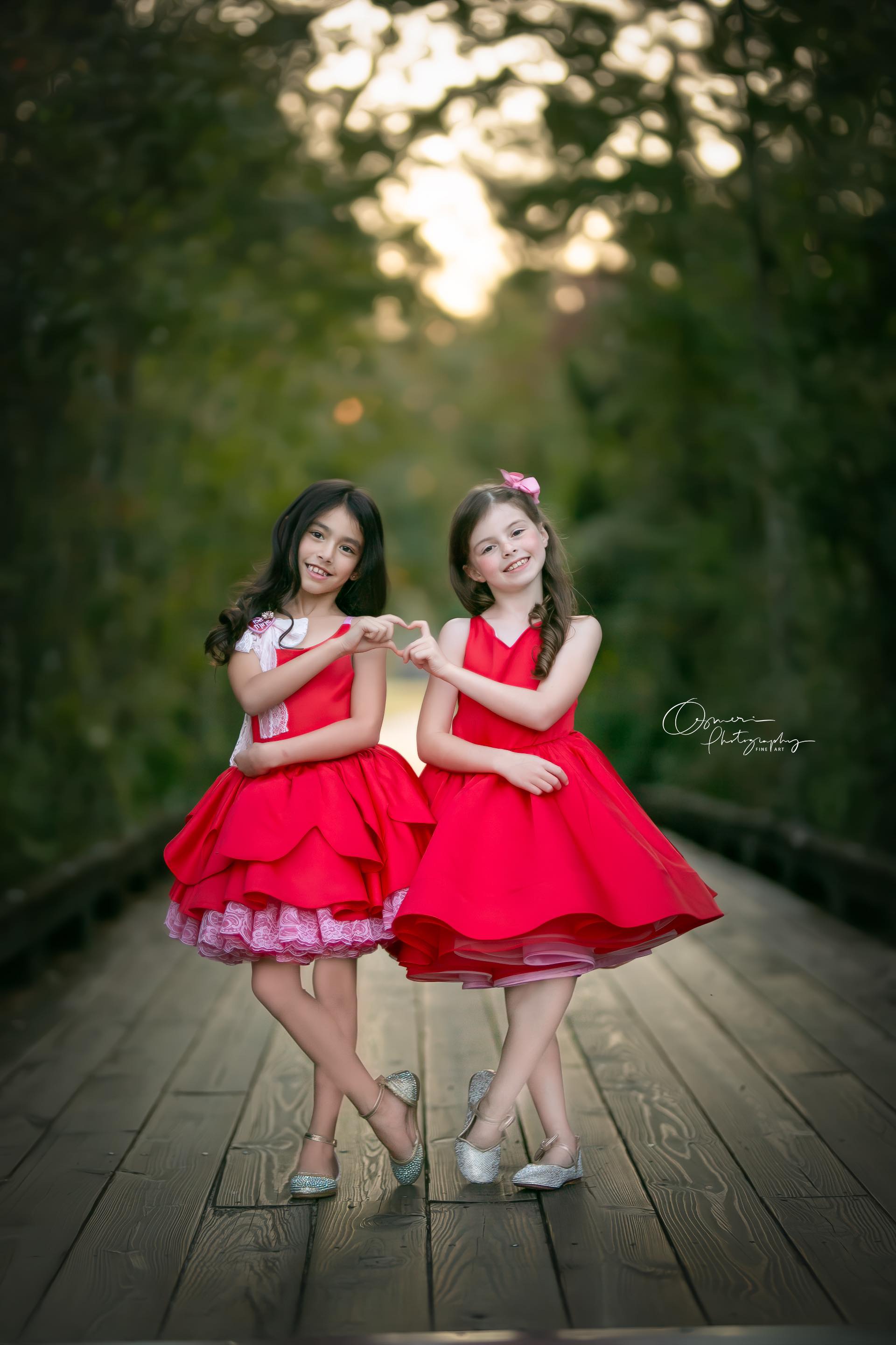 "Love Struck " Couture Rental Dress Box Set - 2 dresses + Color block cape Dress 1 (8 Year - 9 Year up to a petite 10 year) Dress 2
