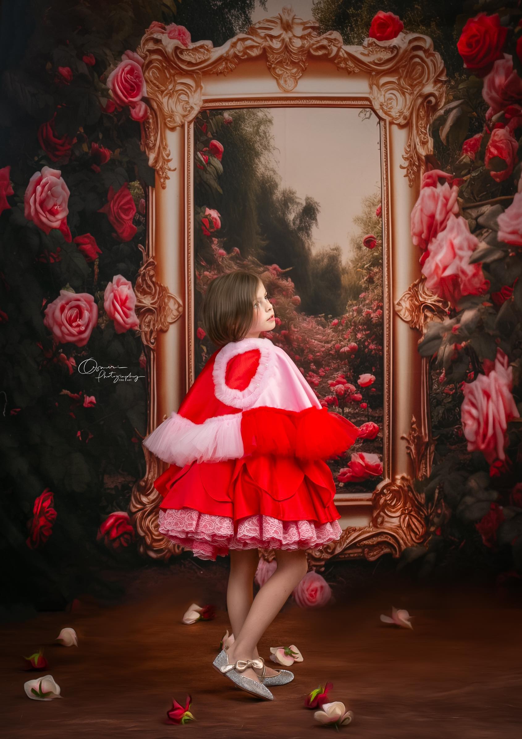 "Love Struck " Couture Rental Dress Box Set - 2 dresses + Color block cape Dress 1 (8 Year - 9 Year up to a petite 10 year) Dress 2