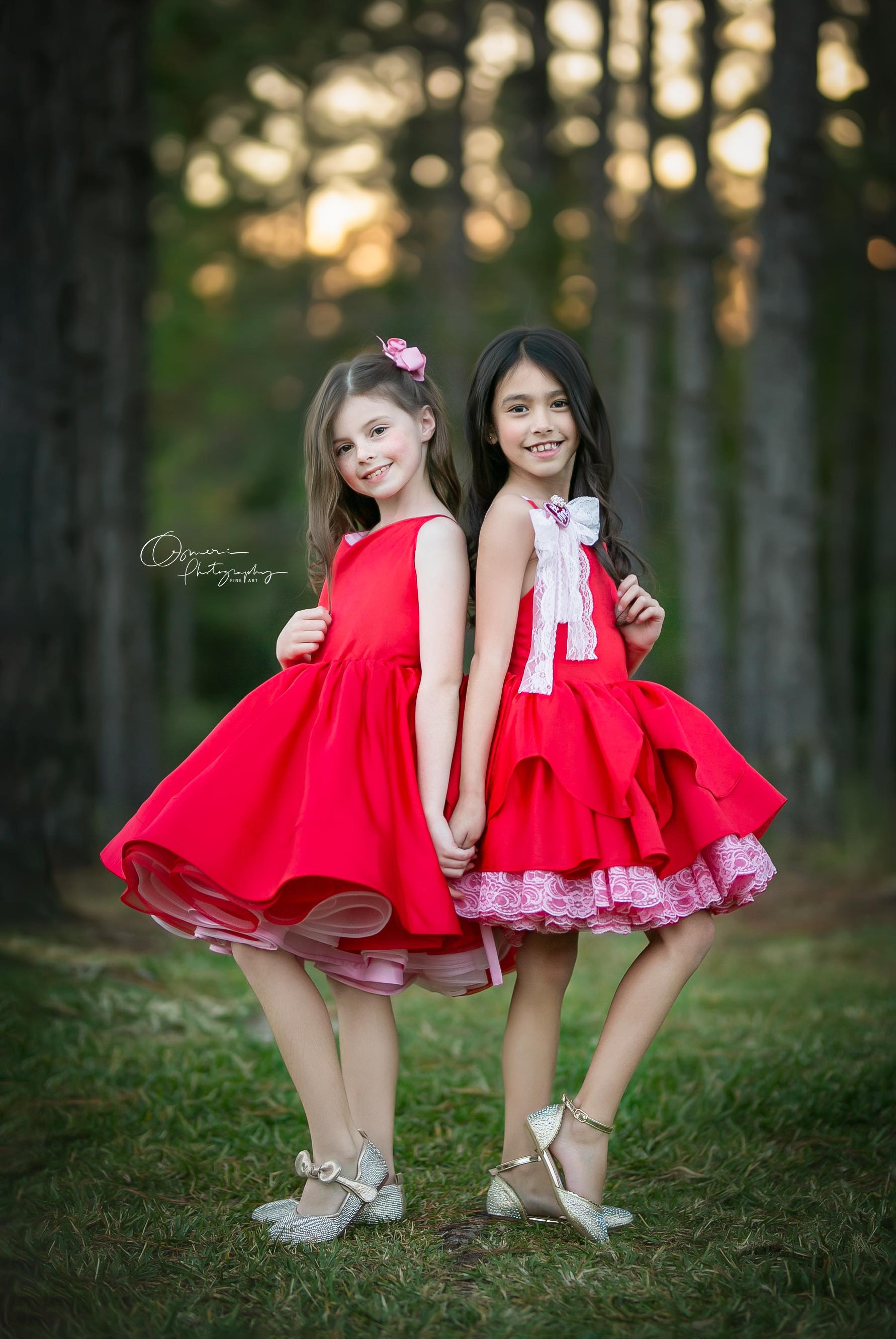 "Love Struck " Couture Rental Dress Box Set - 2 dresses + Color block cape Dress 1 (8 Year - 9 Year up to a petite 10 year) Dress 2