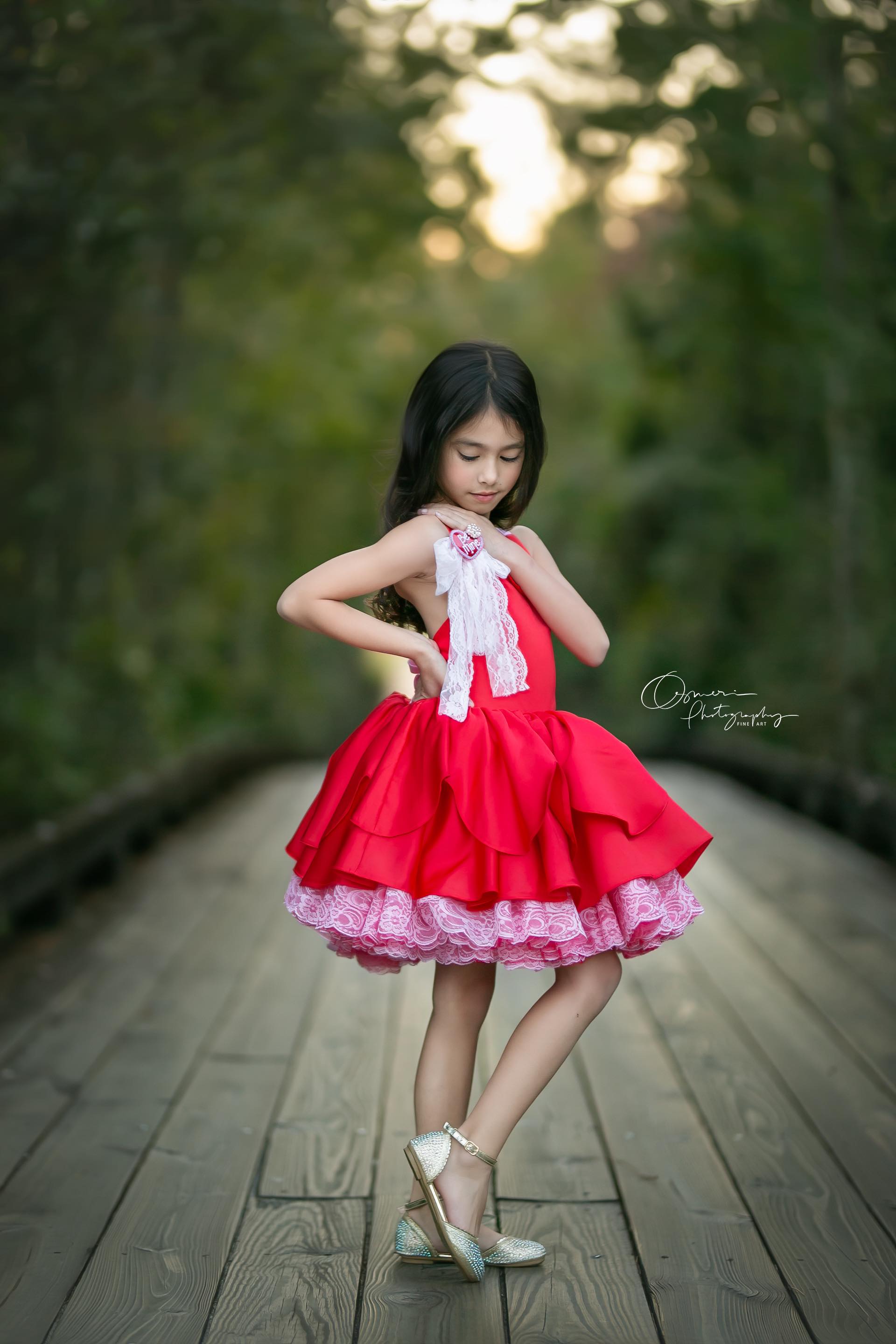 "Love Struck " Couture Rental Dress Box Set - 2 dresses + Color block cape Dress 1 (8 Year - 9 Year up to a petite 10 year) Dress 2