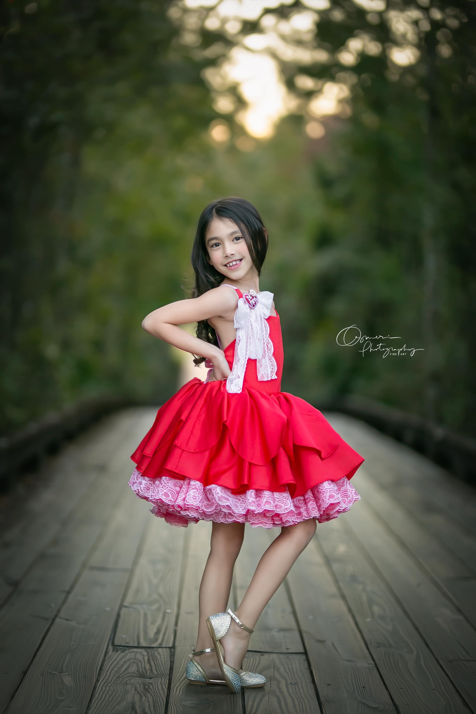 "Love Struck " Couture Rental Dress Box Set - 2 dresses + Color block cape Dress 1 (8 Year - 9 Year up to a petite 10 year) Dress 2