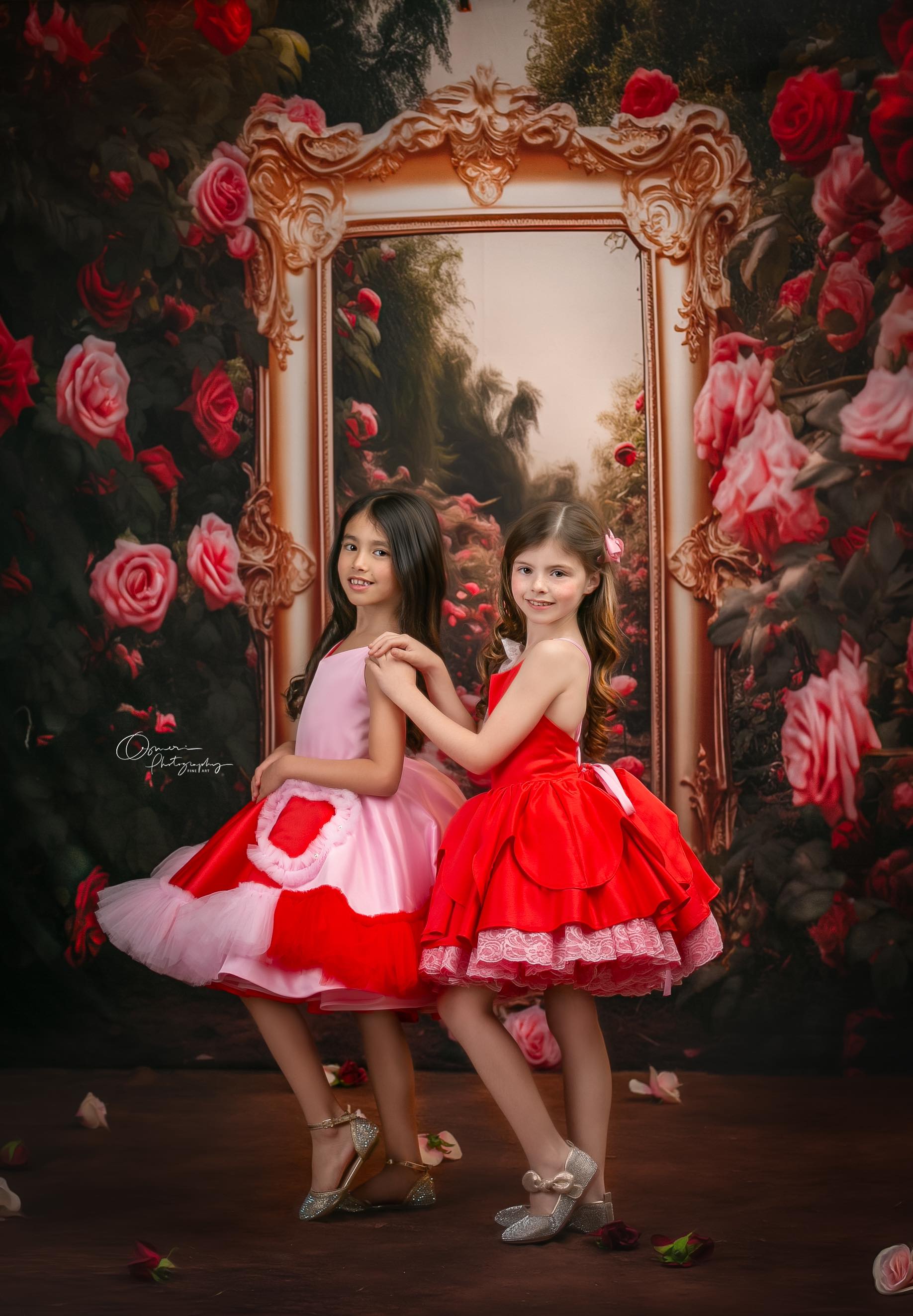 "Love Struck " Couture Rental Dress Box Set - 2 dresses + Color block cape Dress 1 (8 Year - 9 Year up to a petite 10 year) Dress 2