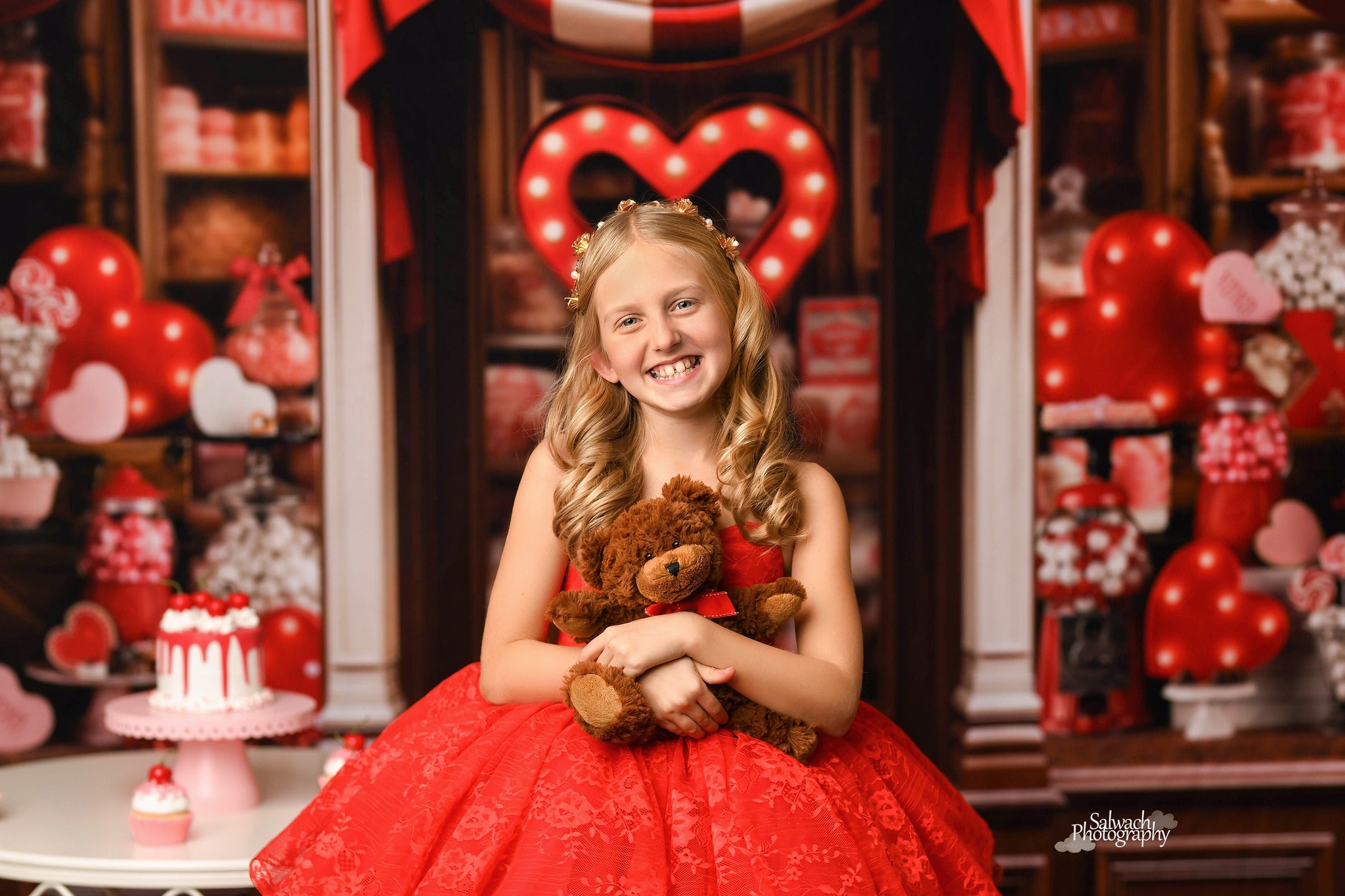 "Blooming Love" Red Petal Length Dress ( 5 Year - Petite 6 Year)