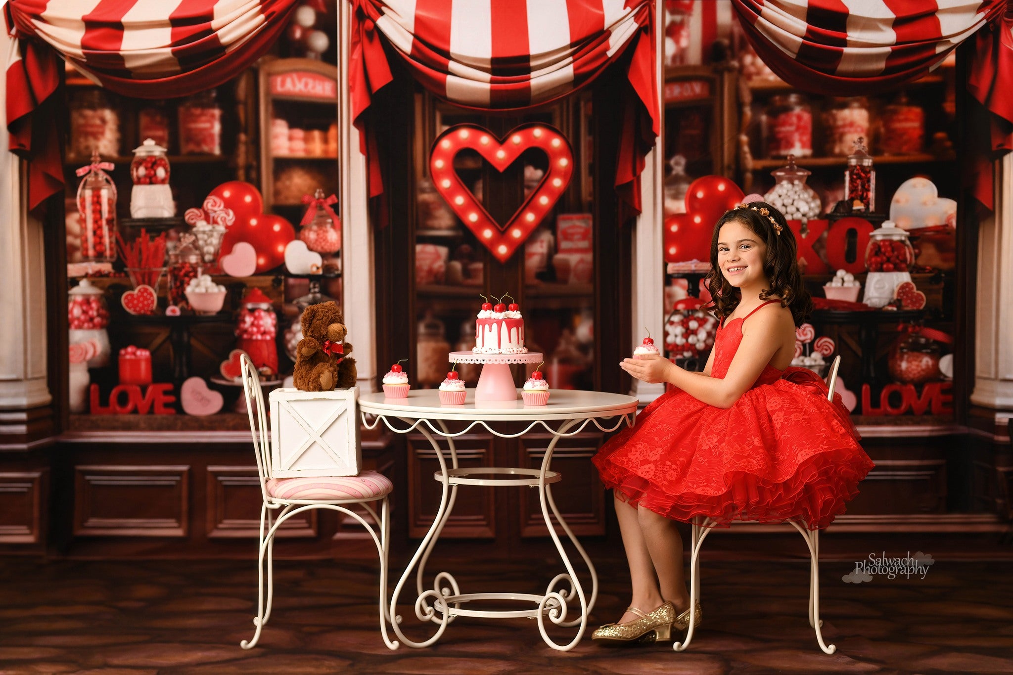 "Blooming Love" Red Petal Length Dress ( 5 Year - Petite 6 Year)