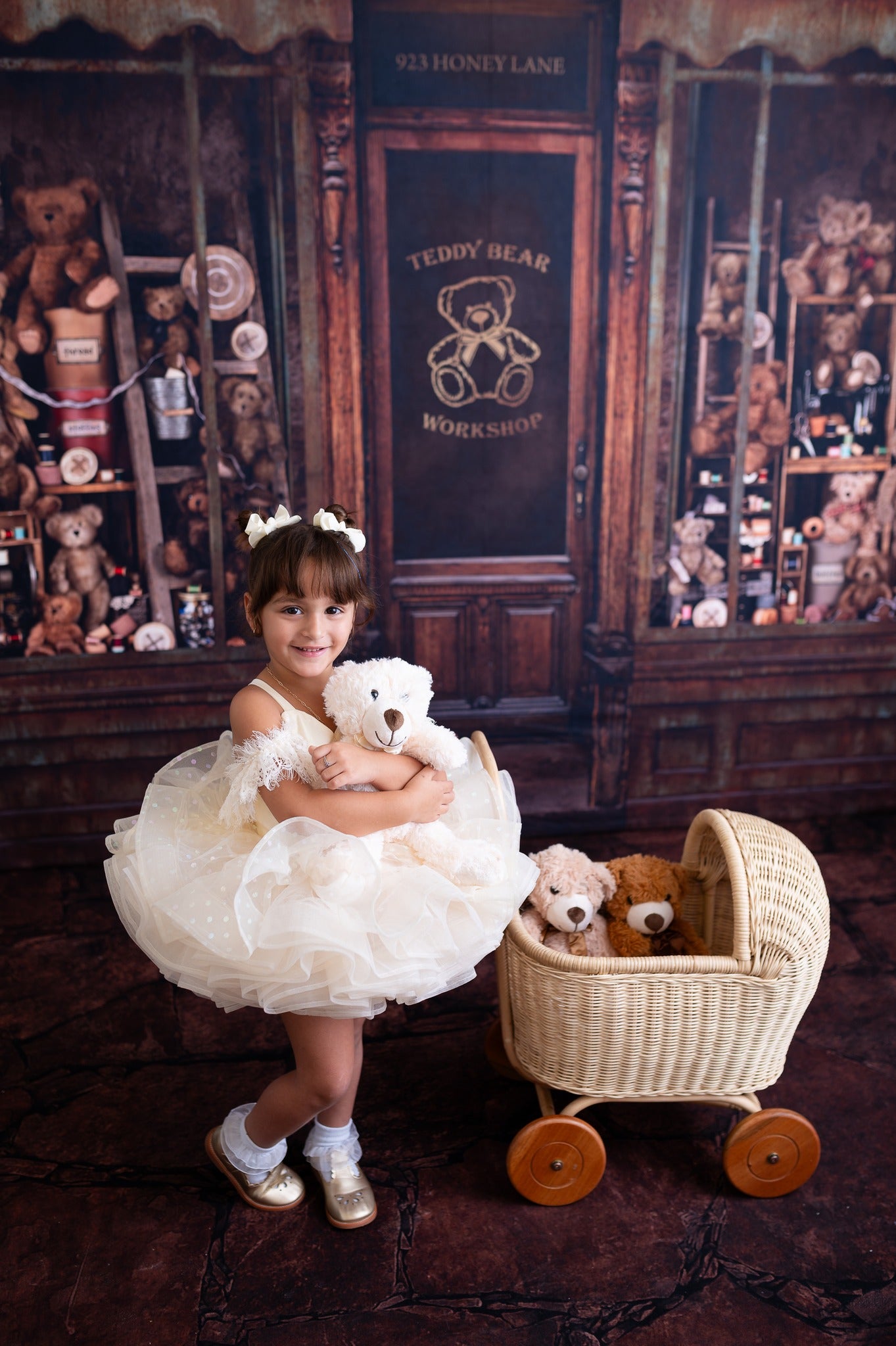 Champagne Confetti - off shoulder Petal Length Dress (2 Year-Petite 3 Year)