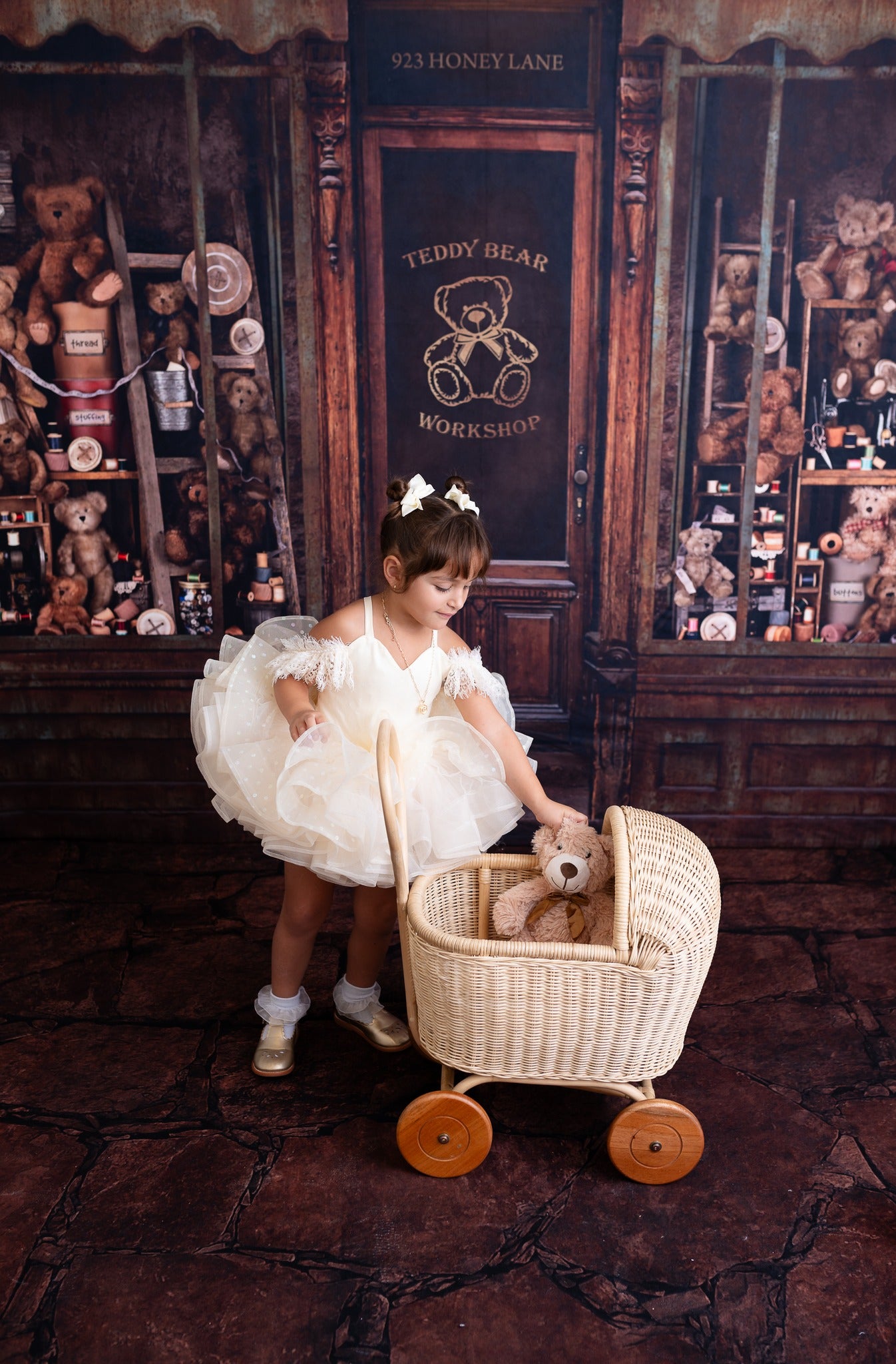 Champagne Confetti - off shoulder Petal Length Dress (2 Year-Petite 3 Year)
