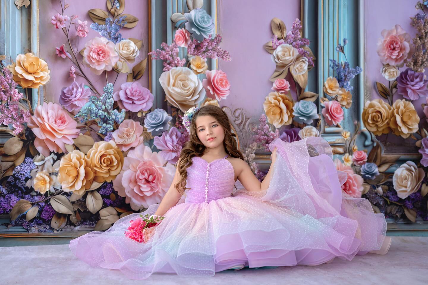 "Ombre Lilac Dream" High Low Length Dress (7 Year-Petite 8 Year)