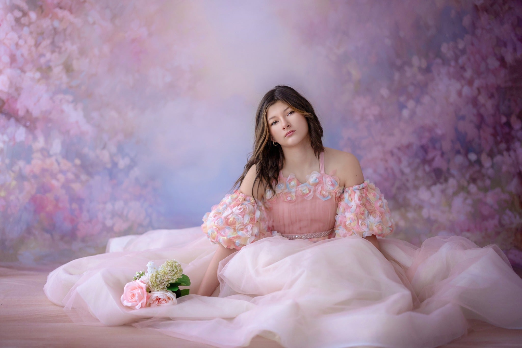 Flower themed gowns for photography sessions