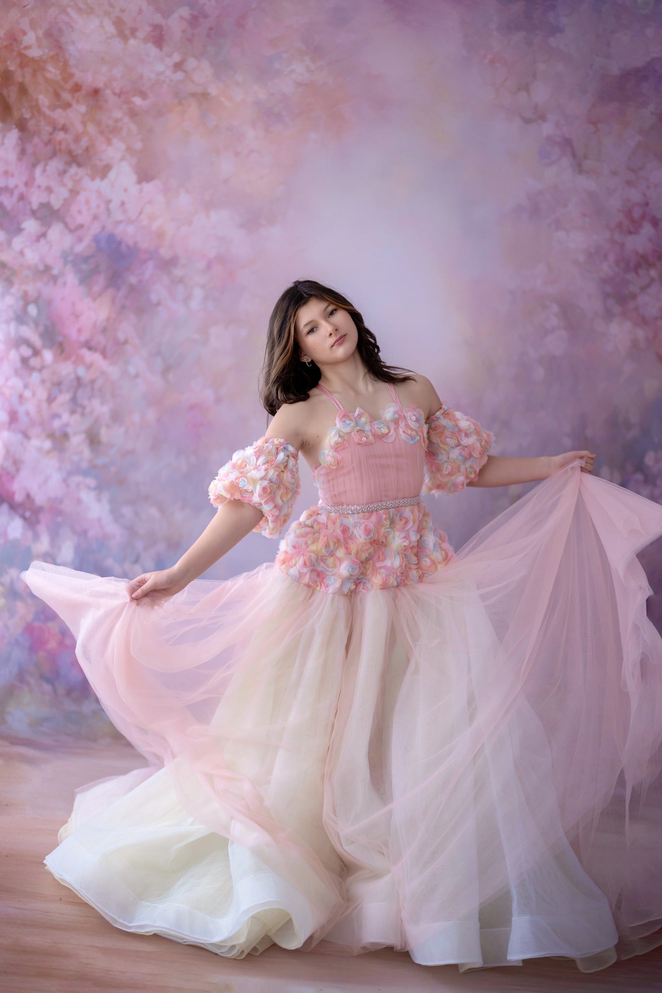 Flower themed gowns for photography sessions
