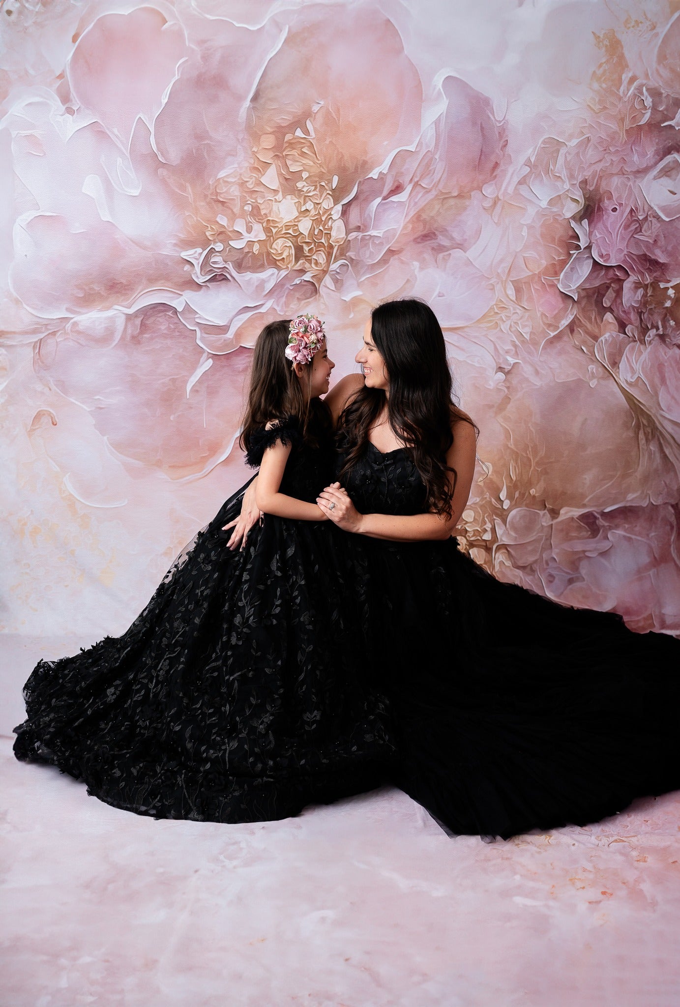 "Heavenly" Black Couture Rental Gown | Floor-Length Dress for Size 6 Years - Petite 7 Years