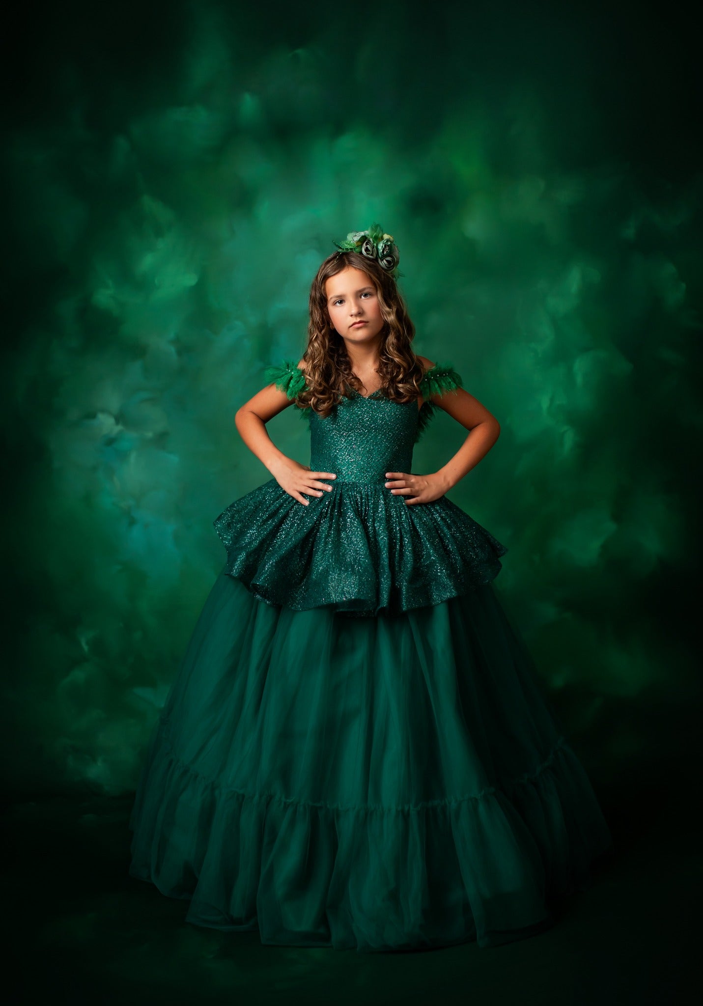Custom Green Glitter Gown