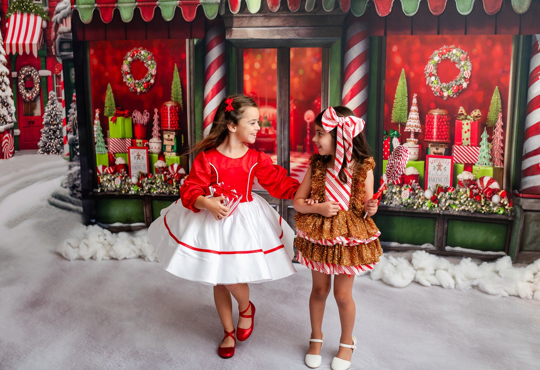 girls wearing beautiful Christmas dresses