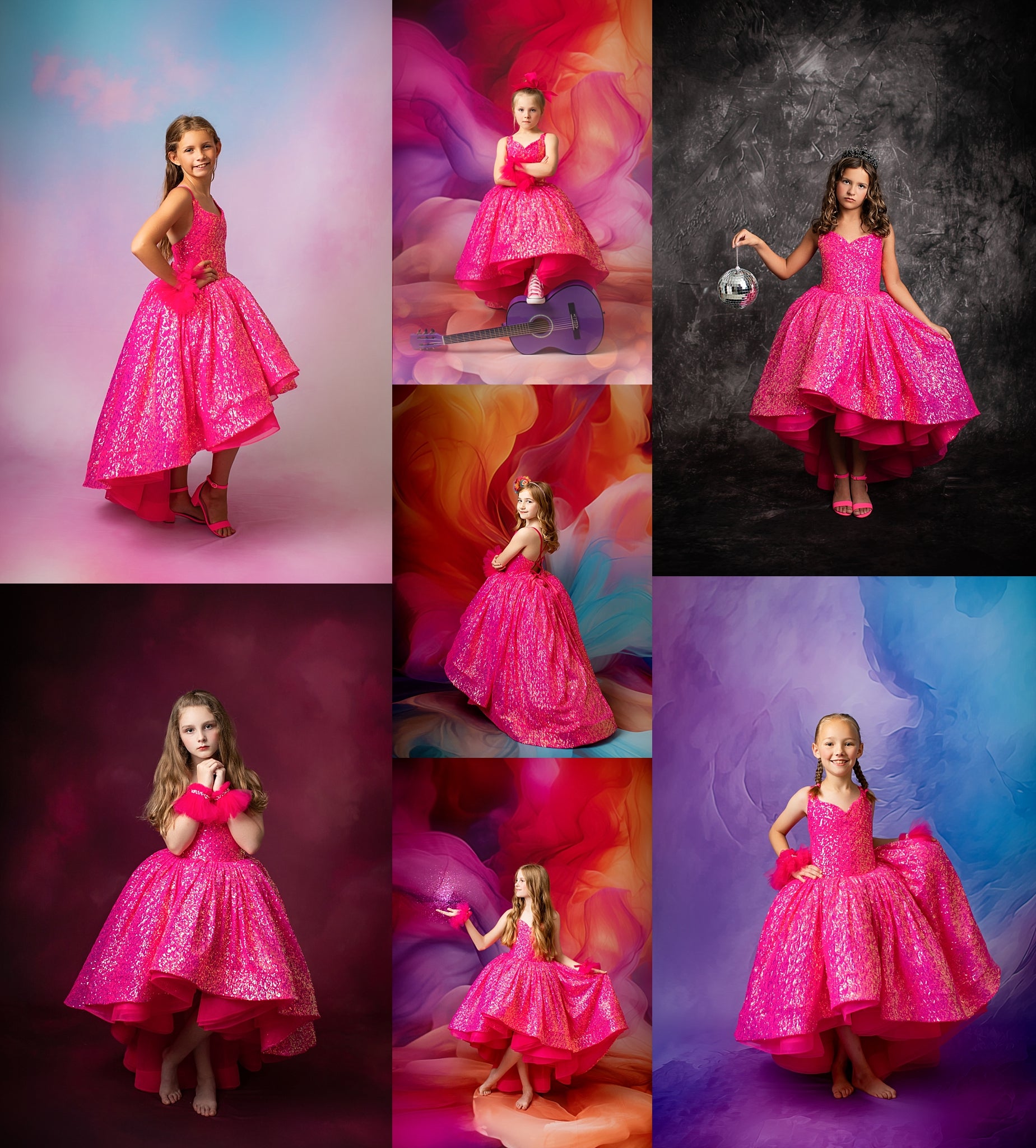 AMBER L CUSTOM PINK HIGH LOW PINK SEQUIN dress only, short style